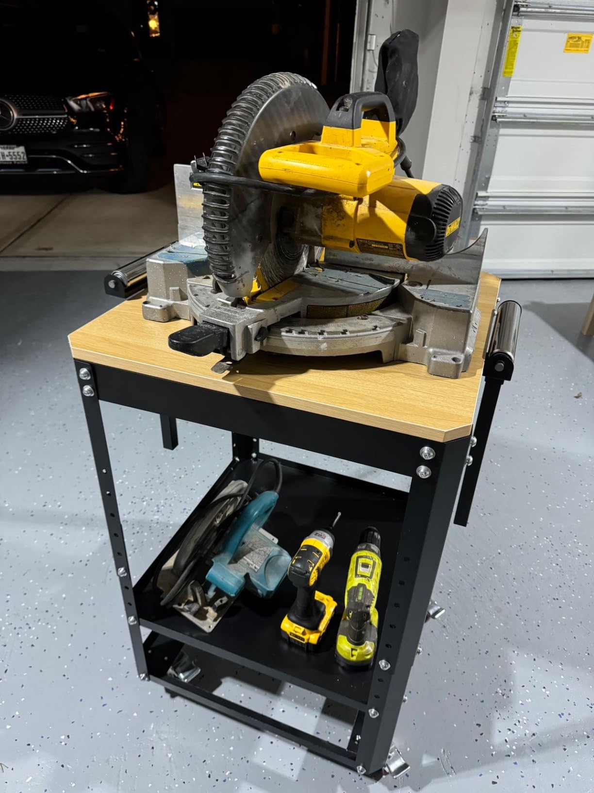 Rolling Planer Stand,550 lbs Load Capacity Tool Stand with Wheels, Height Adjustable Miter Saw Planer Table with Extension Rollers, for Most Planers, Saws, Bench-top Machines, Power Tools customer photo 1