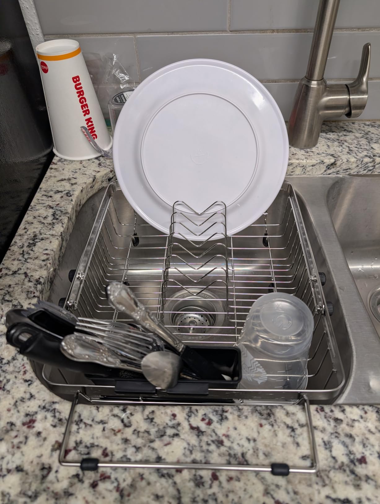 MAJALiS Expandable Dish Drying Rack Over The Sink with Anti Slip Grip | Stainless Steel Dish Drainer for Small Kitchen, Apartment, RV, Counter Space Saving, Perfect Fit, Anti-Slip, Rustproof customer photo 1