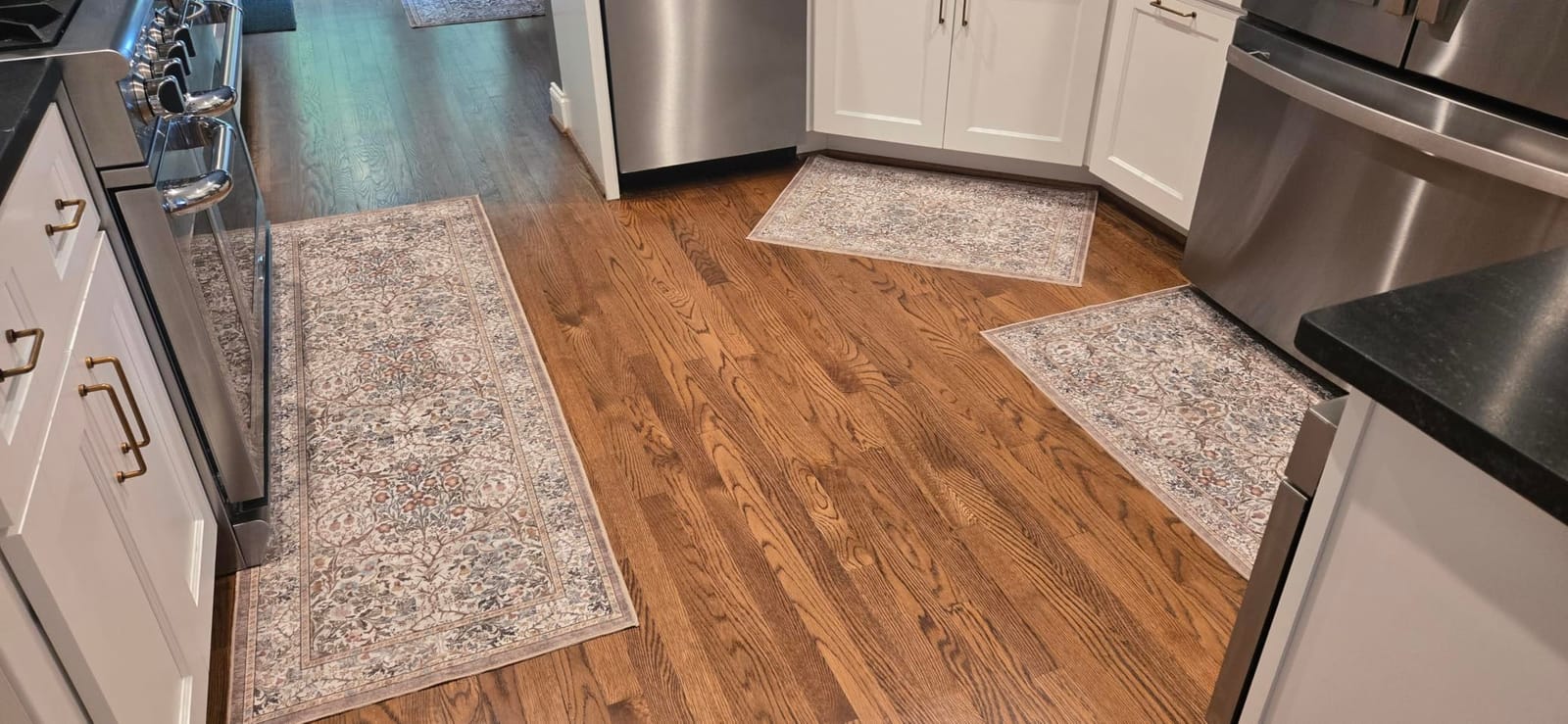Washable Dark Green Rug for Living Room - 9x12 Large Area Rug for Dining Room Under Table, Bedroom, Soft Low Pile Non-Slip Stain Resistant Carpet - Vintage Floral Design (9x12 Dark Green) customer photo 2