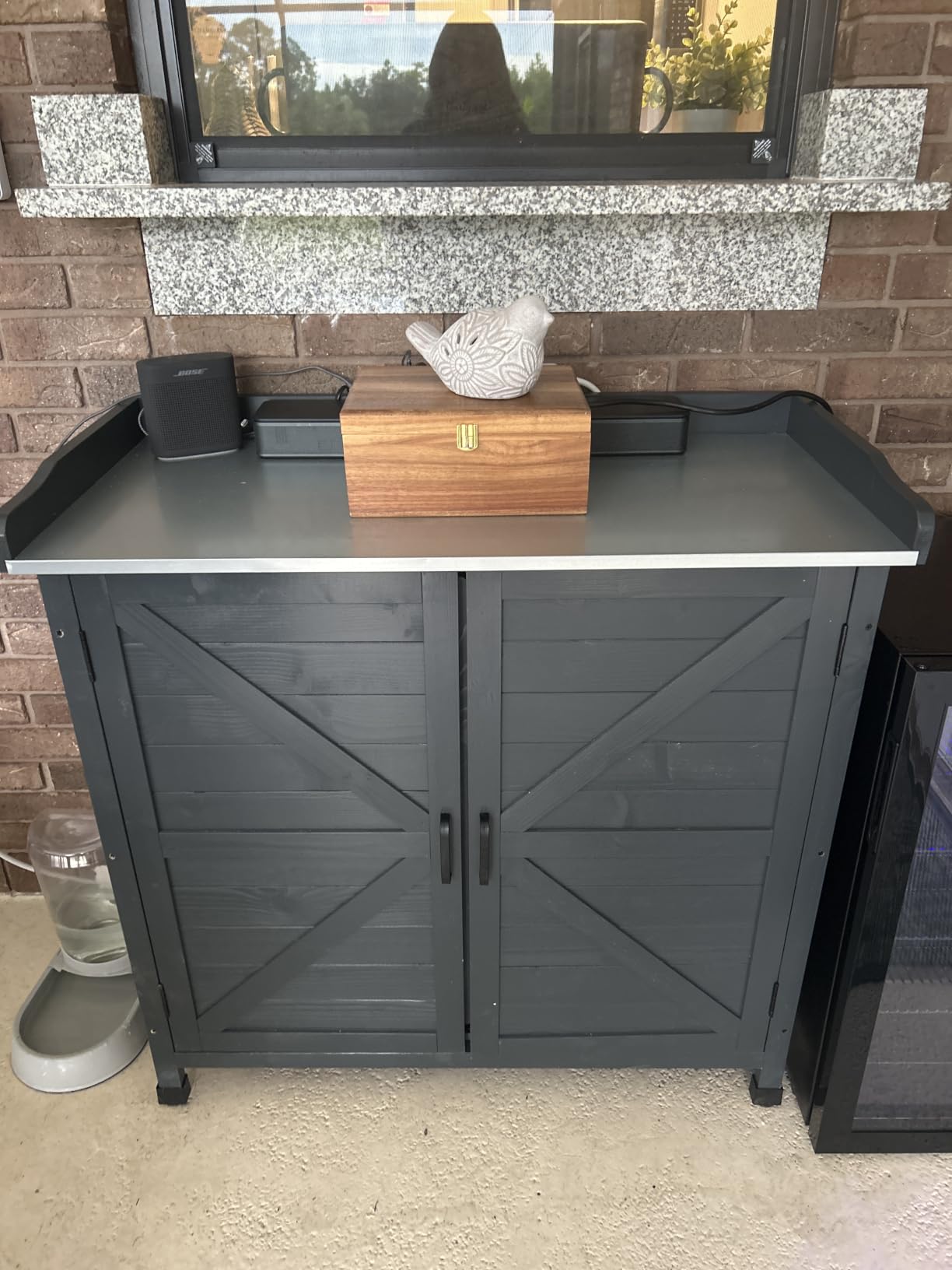HABAU Outdoor Storage Cabinet with Potting Bench & Metal Tabletop, Wooden Planting Workstation for Garden Patio, Weatherproof customer photo 2