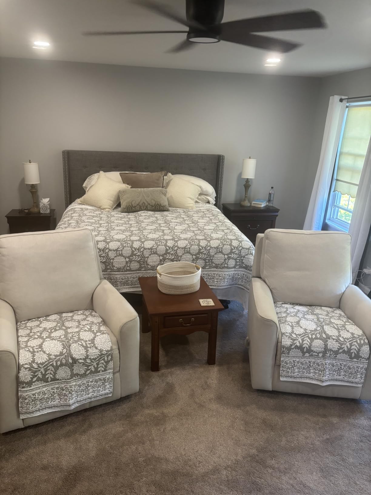 Levtex Home Adare Taupe Reversible King/Cal King Quilt Set (106x92in) and 2 Pillow Shams (36x20in) - Floral Bedding - Taupe White - Cotton King Size Quilt Bedding Set - Lightweight, Soft, Pre-Washed customer photo 2
