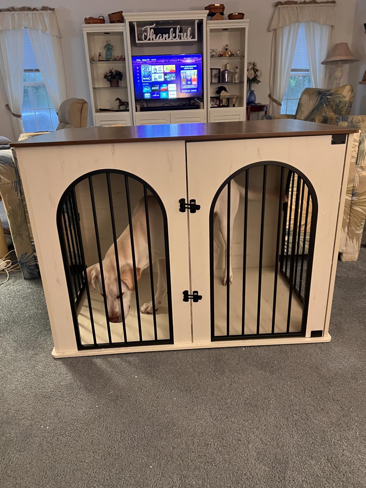 Hzuaneri 31.5'' Dog Crate Furniture,Dog Kennel Indoor for Small/Medium Dogs | Dog Kennel Furniture Wooden Dog Cage Heavy Duty Dog Crate Decorative Pet House End Side Table TV Stand,White Brown DFC85114B customer photo 2