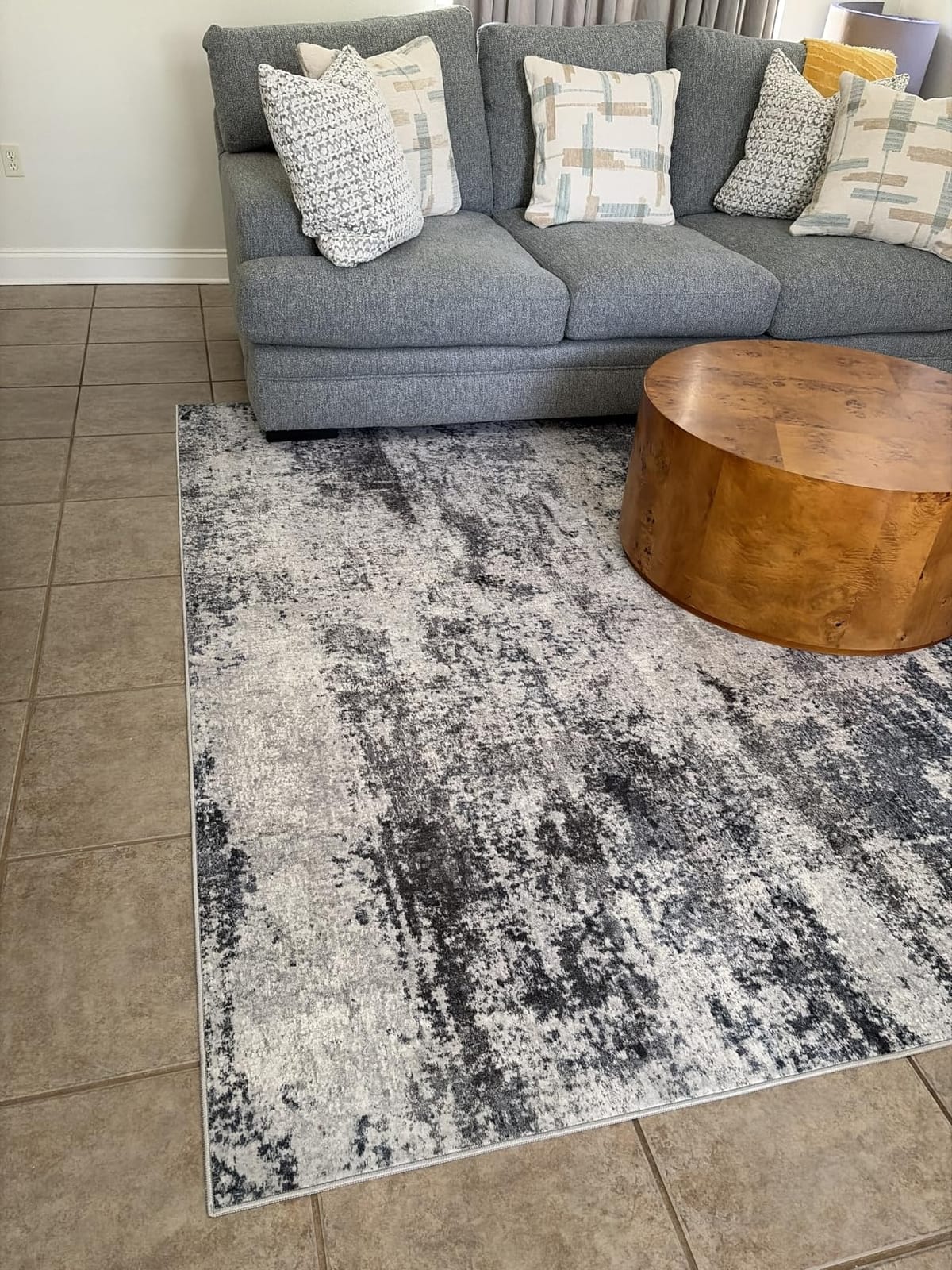 8x10 Area Rugs for Living Room Washable Bedroom Dining Room Blue Grey | Modern Abstract, Non-Slip Backing, Soft, Low-Pile, Foldable, Water Repellent, Pet Proof, Non-Shedding, Indoor customer photo 2