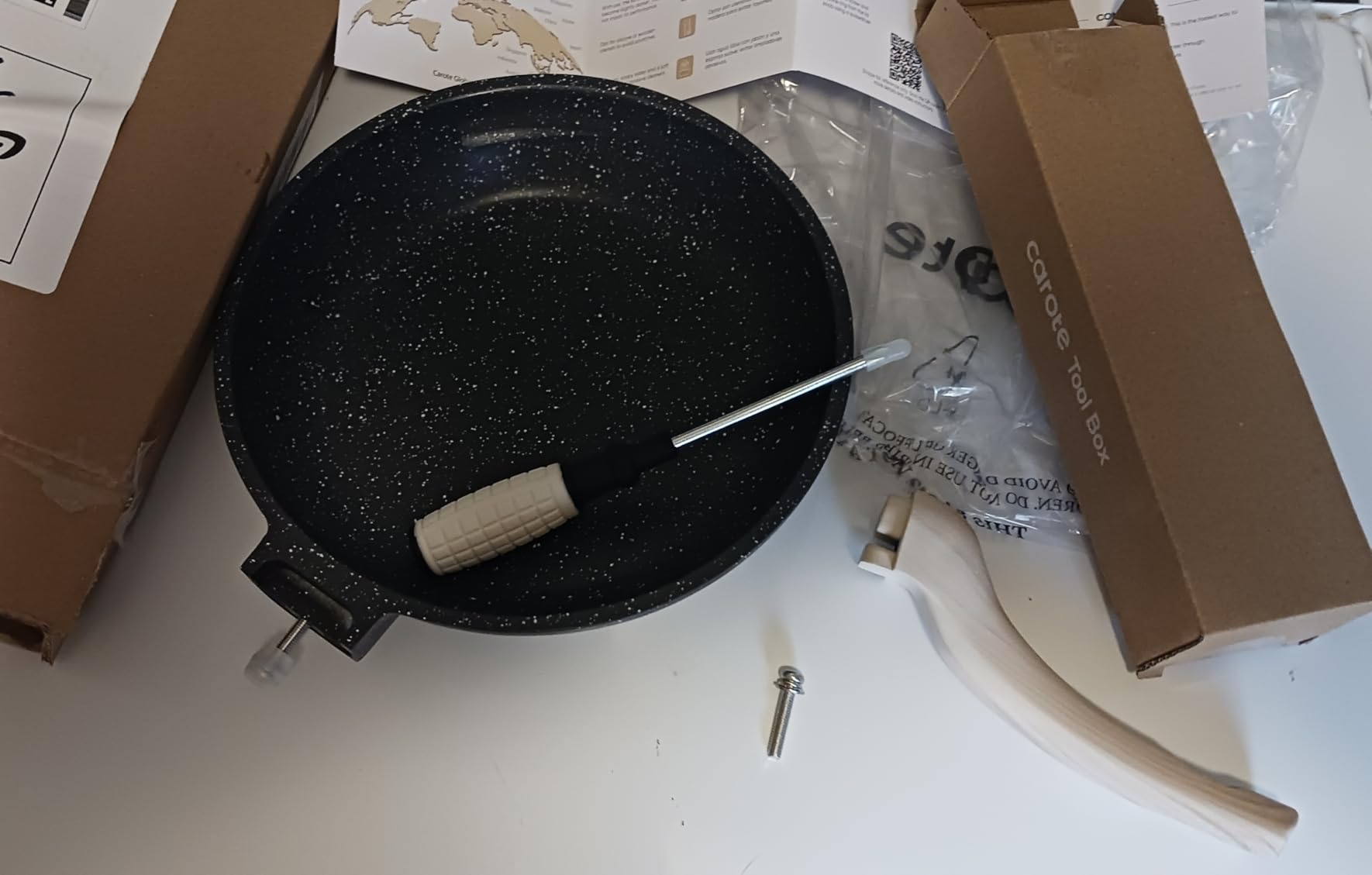 CAROTE 8 Inch Non Stick Frying Pan, Cream White Granite Skillet | Kitchen Healthy Non Toxic Stone Cookware, All-Stovetop Compatible, Cool Handle, Easy to Clean, PFOA Free customer photo 1