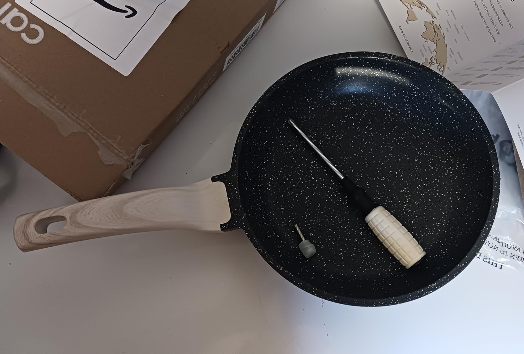 CAROTE 8 Inch Non Stick Frying Pan, Cream White Granite Skillet | Kitchen Healthy Non Toxic Stone Cookware, All-Stovetop Compatible, Cool Handle, Easy to Clean, PFOA Free customer photo 2