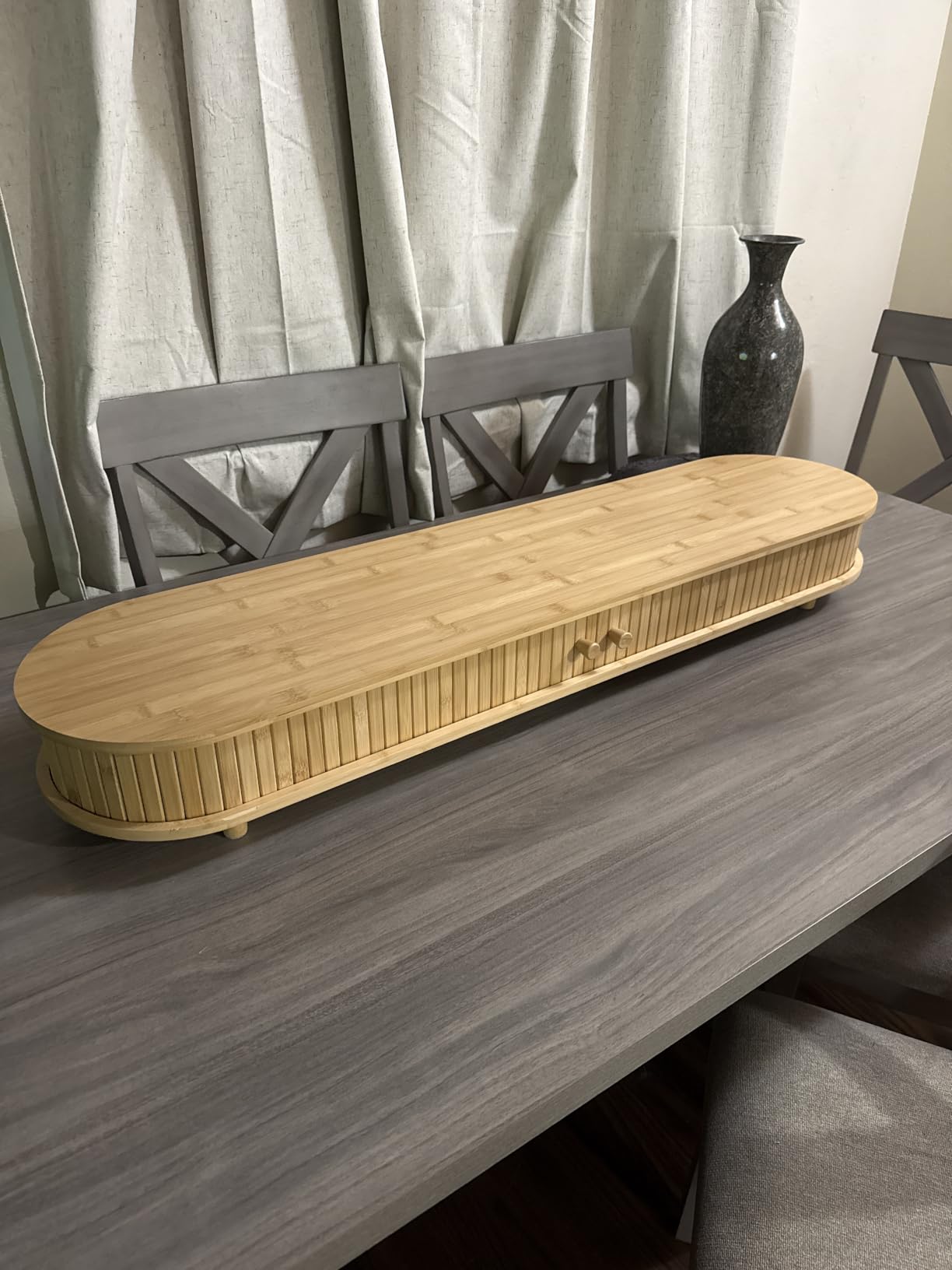 Bamboo Dual Monitor Stand with Storage, 42 Inch Desk Shelf Riser customer photo 1