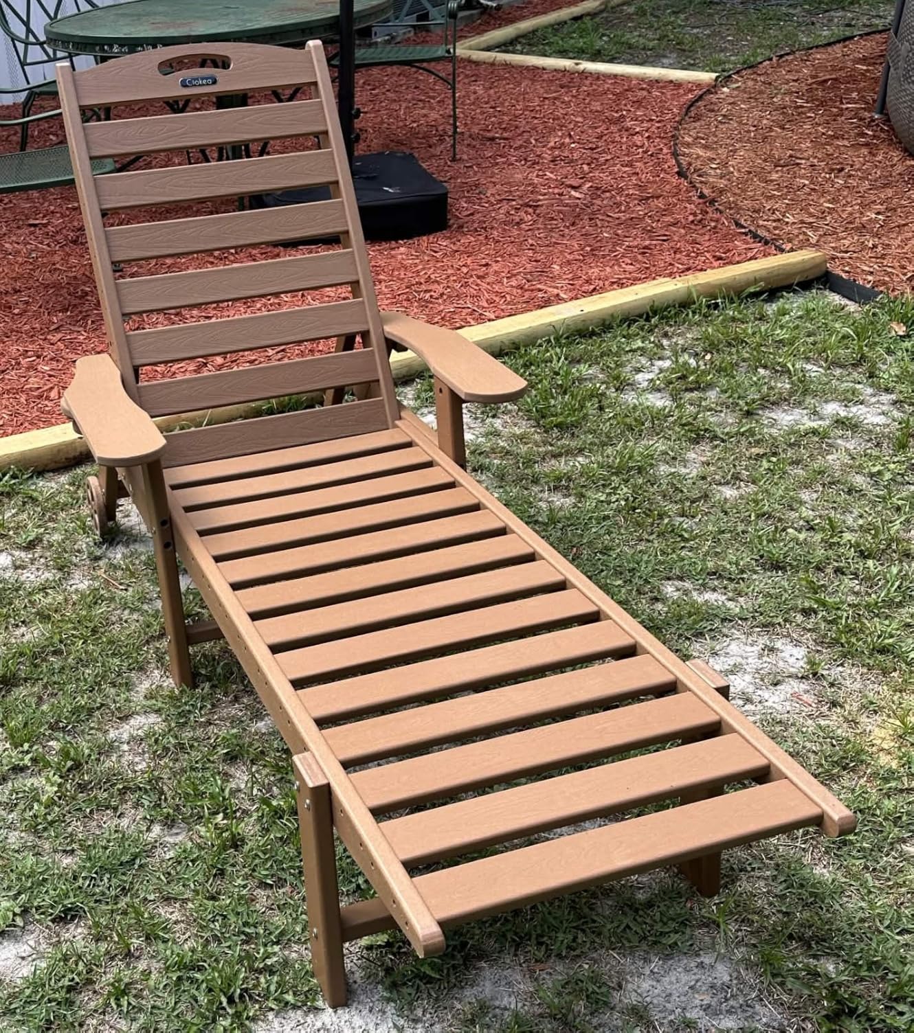 Ciokea Outdoor Chaise Lounge Chair Set of 2, Patio Lounge Chairs for Outside, HDPE Lounge Chairs with Wheels & Cup Holder, Poly Lounge Chair with 5 Position for Poolside, Deck, Grey customer photo 2