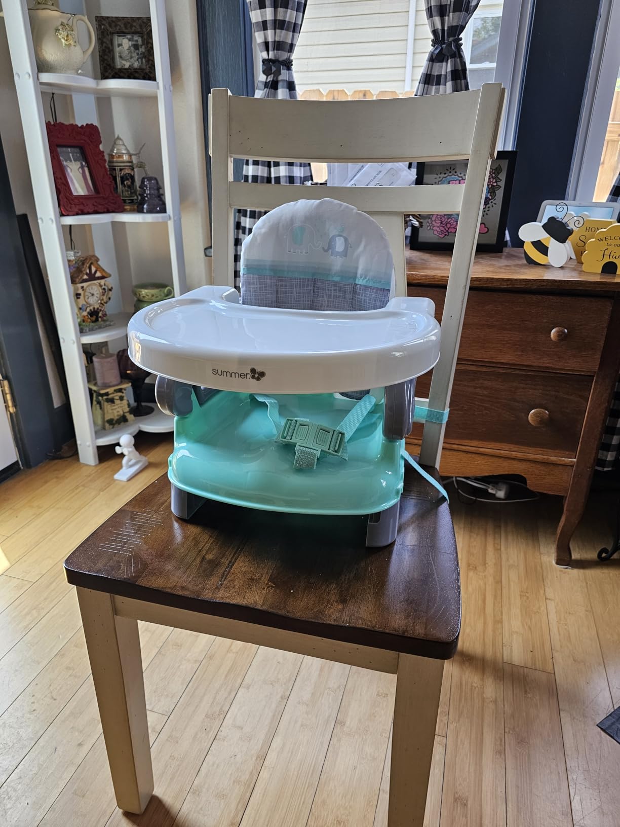 Ingenuity Deluxe Comfort Booster Seat for Kitchen Chair, Compact Fold, Portable, Lightweight, Toddler Booster Seat for Dining Table, from 6 Months to 3 Years – Grey customer photo 2