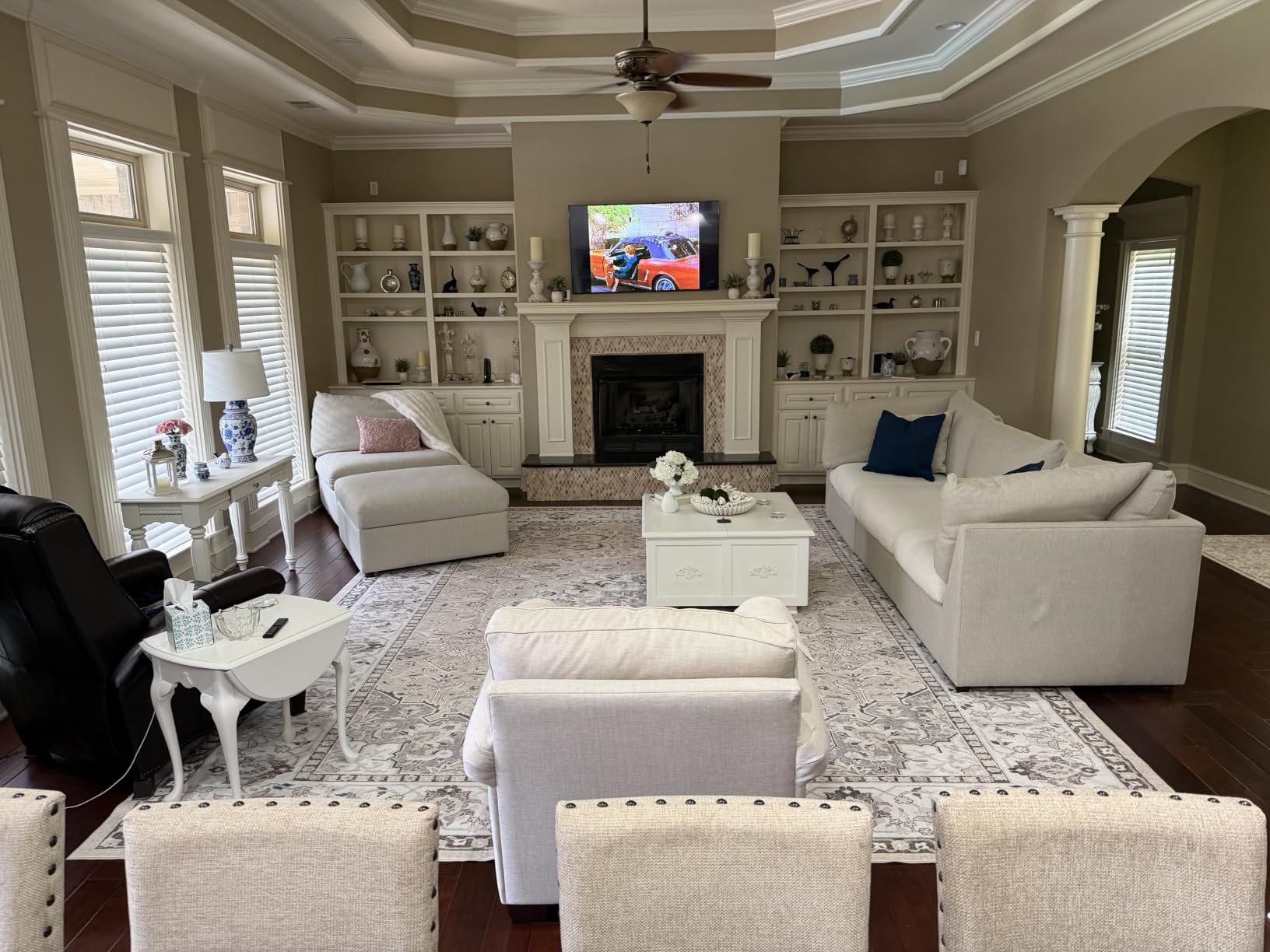 8x10 Living Room Rug for Family- Washable Oriental Stain Resistant Rugs for Bedroom Nursery Non Slip Ultra Soft Carpet for Dining Room Medallion Farmhouse Home Decor Floor Decoration Mat (8x10 Beige) customer photo 2