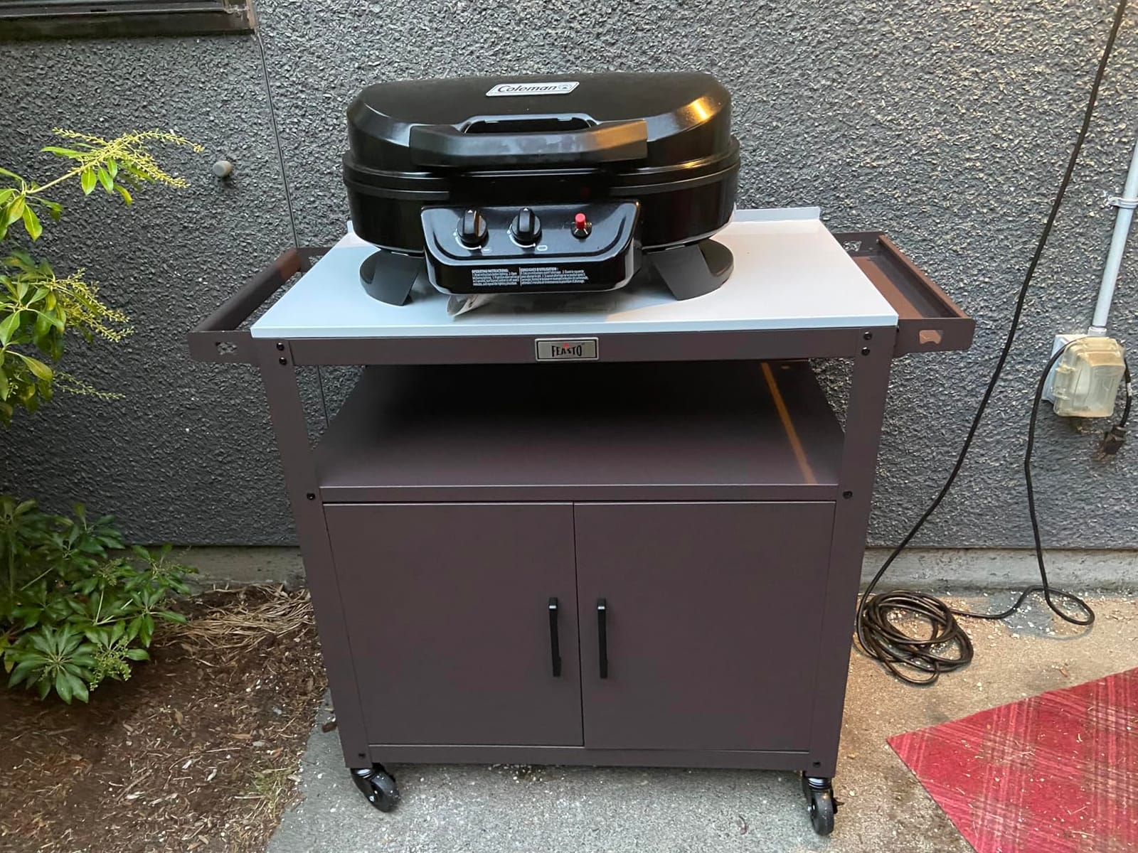 Feasto Outdoor Grill Cart w/Storage Cabinet, Stainless Steel Top, Brown customer photo 2