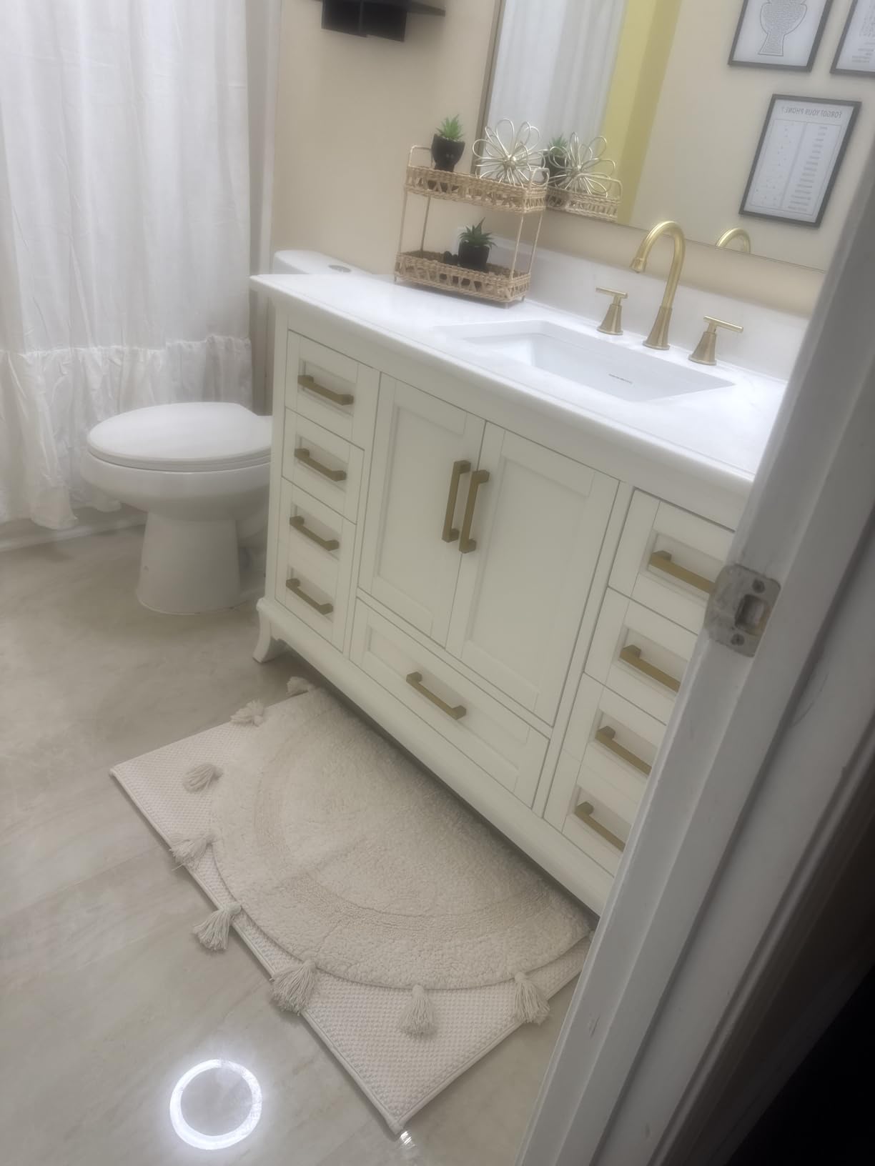60 Inch Modern Bathroom Vanity with Double Sink, Steel Blue | Solid Wood Fully Assembled Bathroom Sink Cabinet, Soft Close Doors & Dovetail Drawers, Quartz Countertop, Adjustable Feet customer photo 1