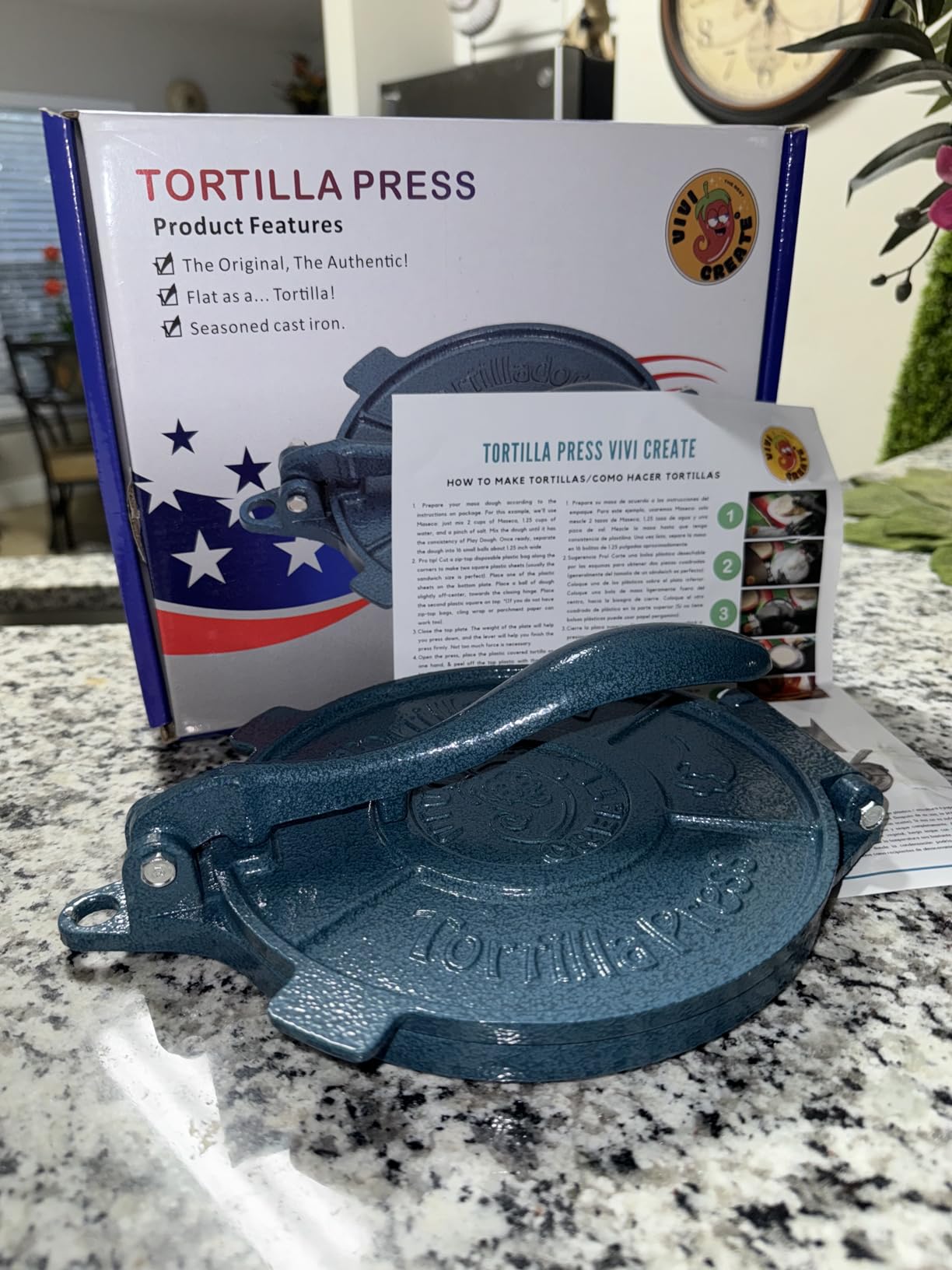 Vivicreate Cast Iron Tortilla Press Dough Flour Tortilla Rotis Quesadilla Maker Prensa para tortillas de hierro fundido 8 inch NO-SLIP customer photo 2