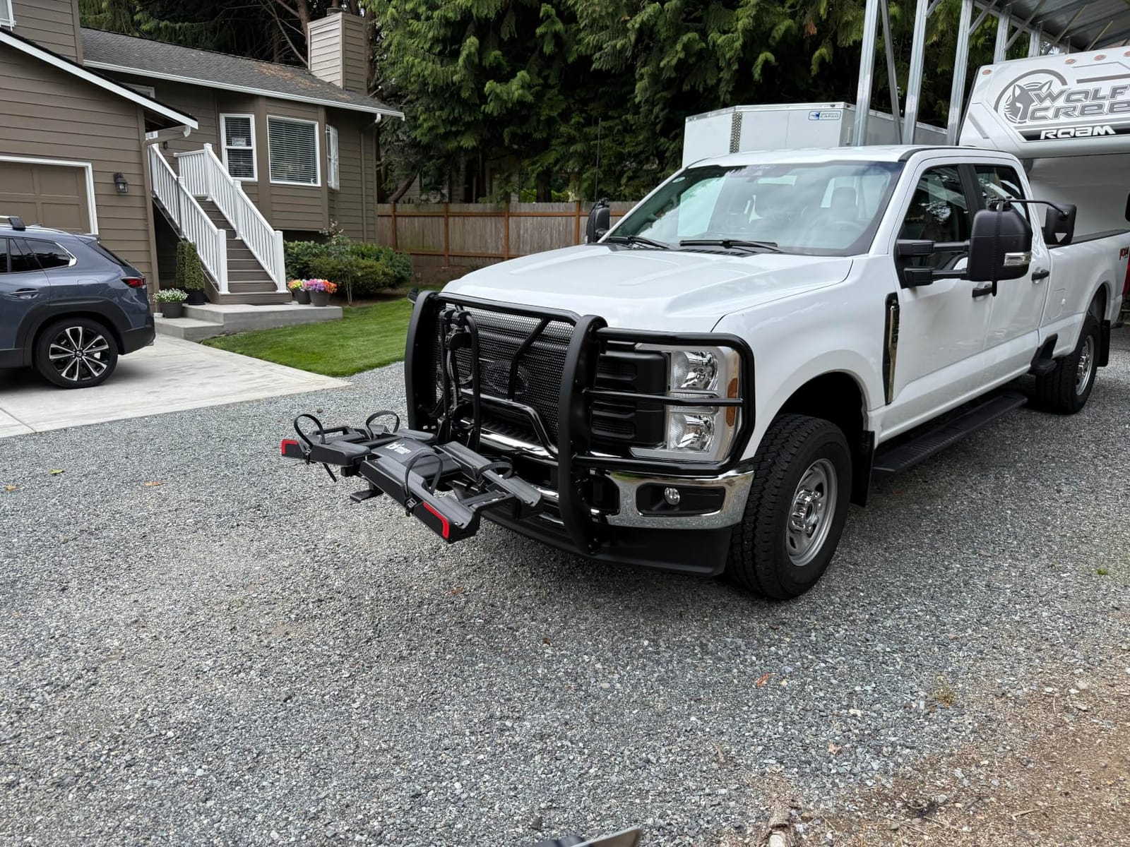 Eco Pro Upgraded 200lbs EBike Rack with Ramp for 2 E-Bikes, Hitch EBike Rack for Cars SUVs Trucks, Foldable Tilting Bike Rack Platform for Tow Hitch 2