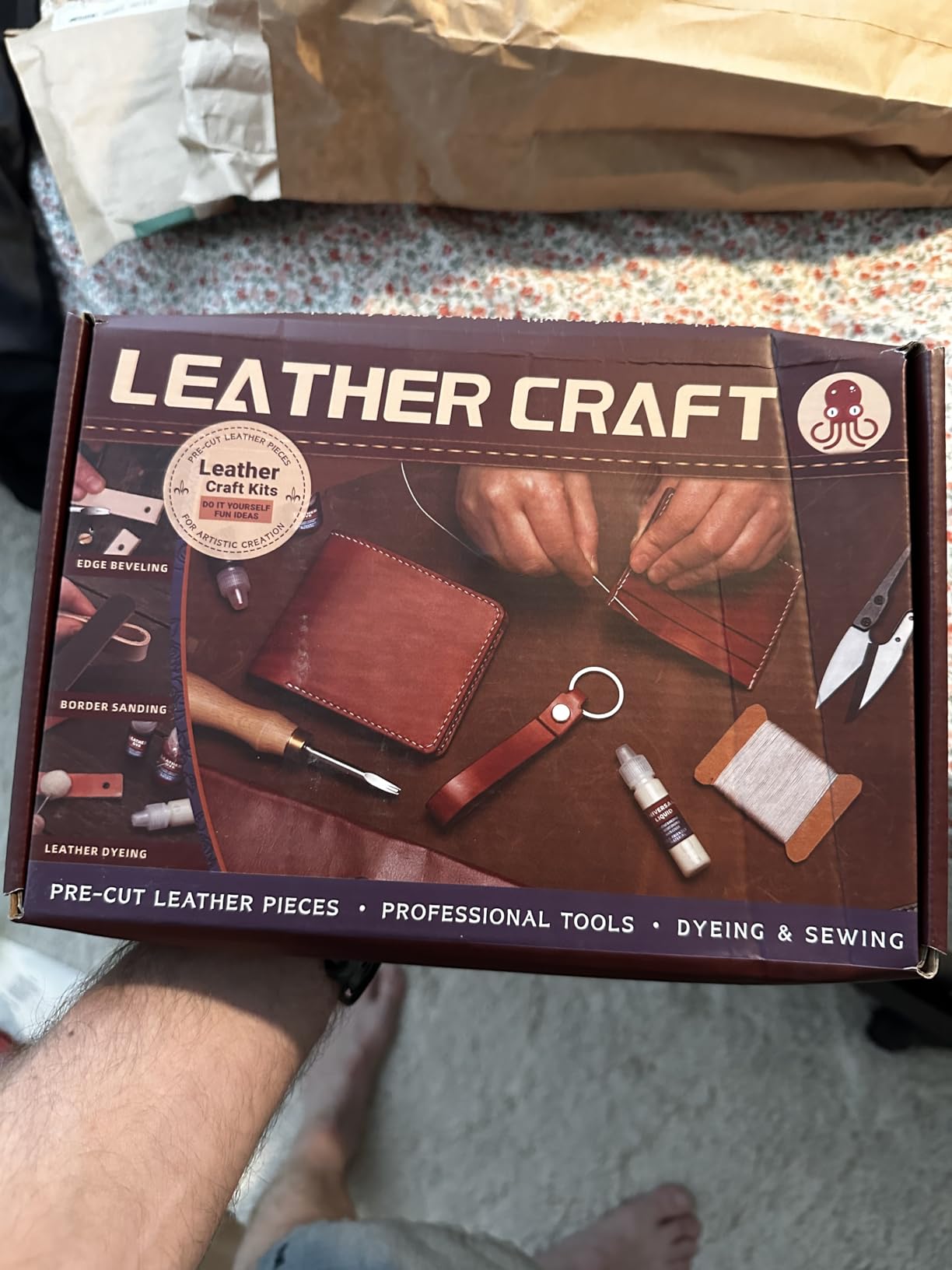 CBHGFEA Leather Crafting Kit, Leather Working Tools Supplies Tooling Kit customer photo 2