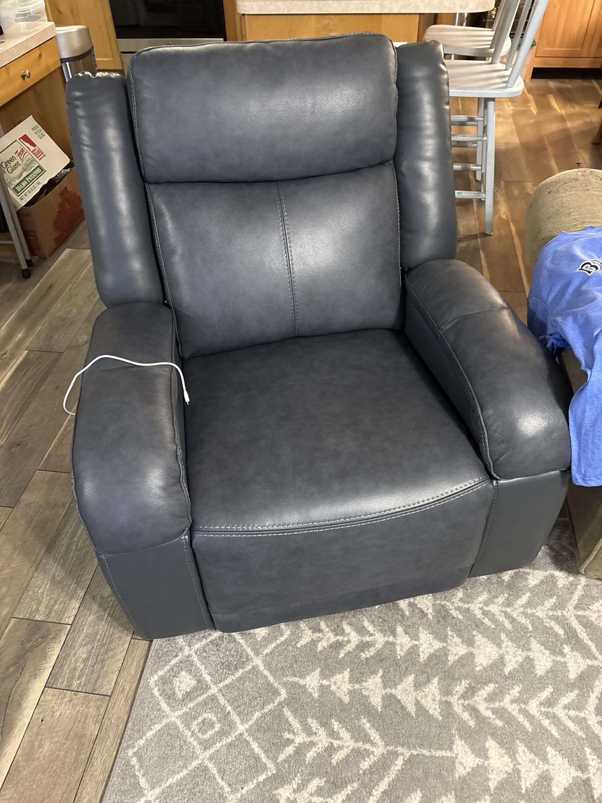 Watson & Whitely Genuine Leather Wall Hugger Power Recliner, Cream customer photo 2