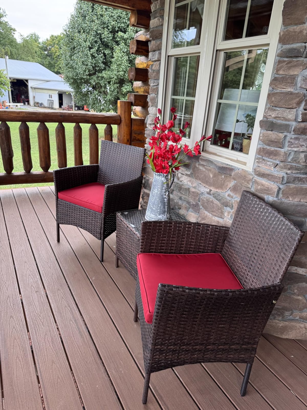 Best Choice Products 3-Piece Outdoor Wicker Conversation Bistro Set, Space Saving Patio Furniture for Garden w/Side Table - Natural/Gray customer photo 2