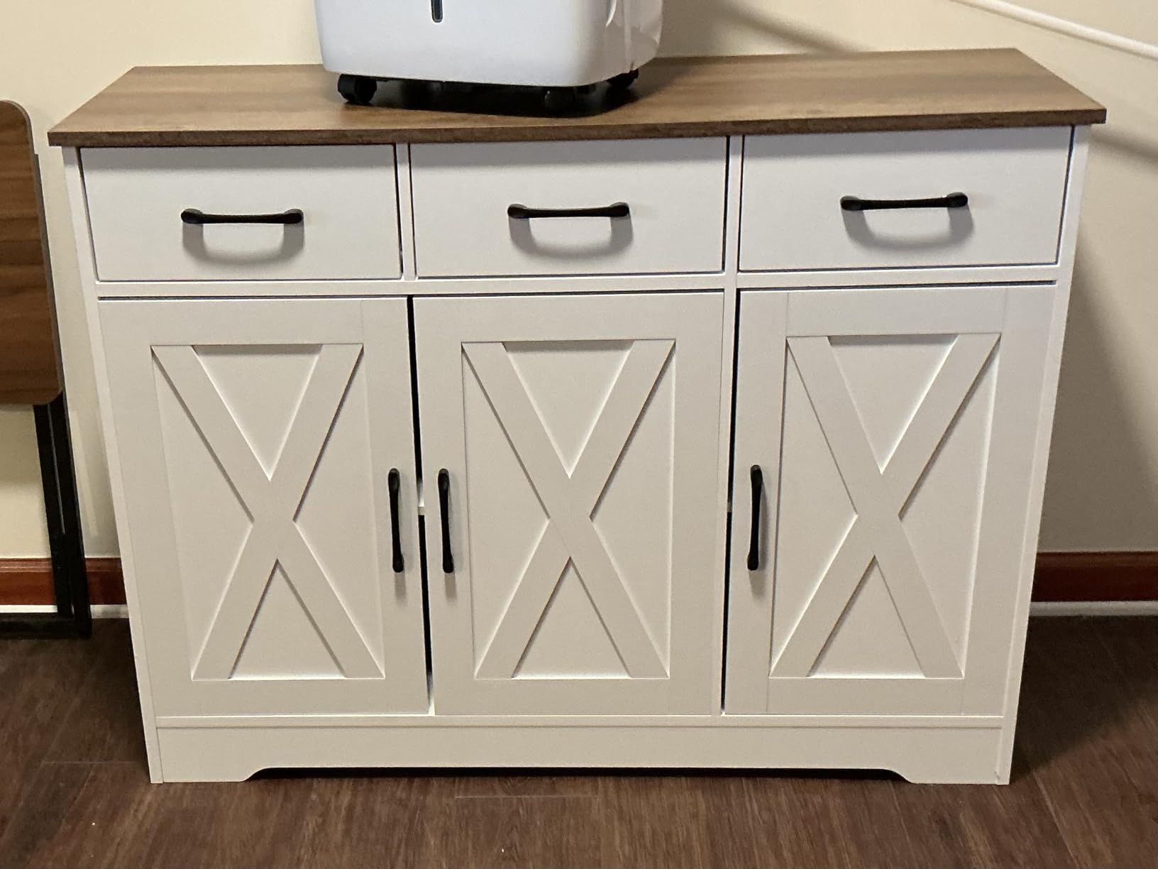 HOSTACK Kitchen Buffet Cabinet with Storage, Sideboard Coffee Bar, Black | Farmhouse Kitchen Storage Cabinet with 3 Drawers & Adjustable Shelf & Doors, 42.5
