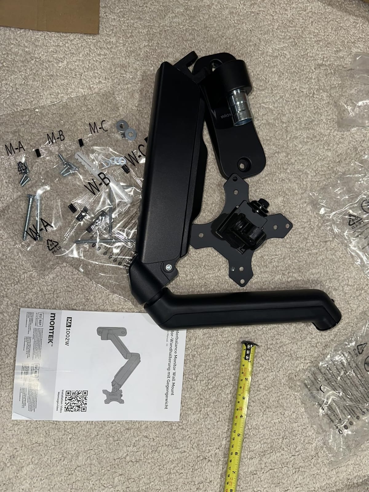 monTEK Single Monitor Wall Mount, Full Motion Spring Arm for 17-32