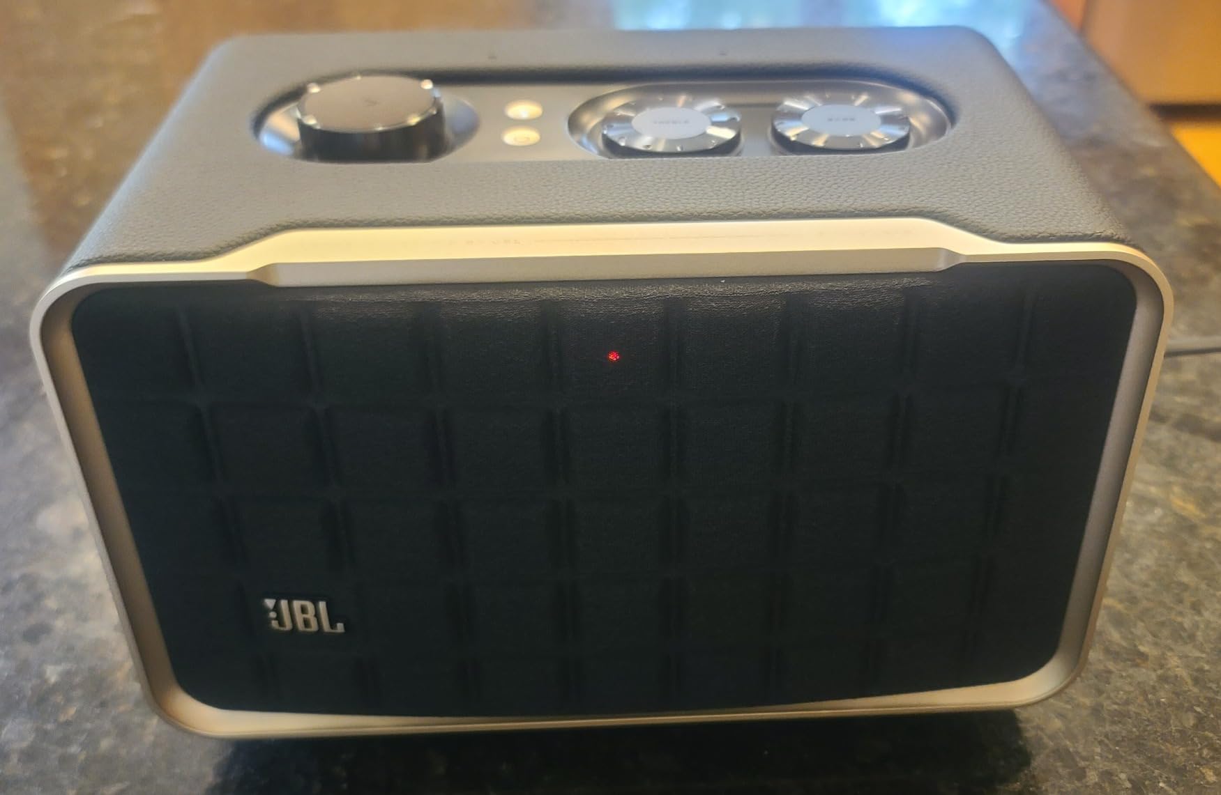 JBL Authentics 200 - Retro Style Smart Home Speaker with Built in Wi-Fi, Bluetooth and Voice Assistants, Alexa and Google Assistant, Multi-Room Playback, Automatic self Tuning (White/Gold) customer photo 2