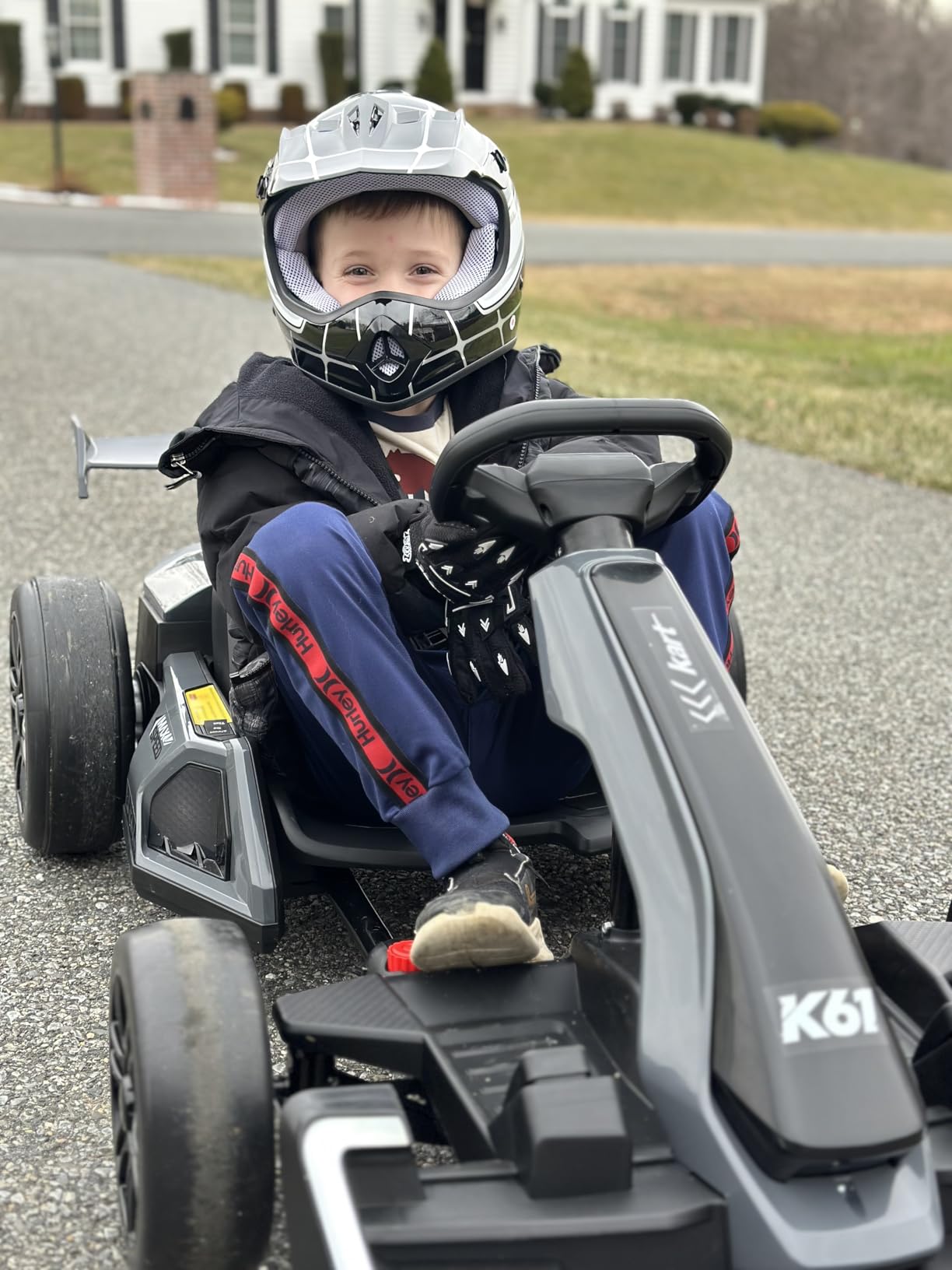 KerryYoo K61 Go Kart Electric Drift Kart with Length Adjustable Seat, 24V Ride on Toys with 4 Speed Mode, 300W Outdoor Ride On Crazy Kart, 8.5 MPH, Bluetooth - Blue customer photo 1