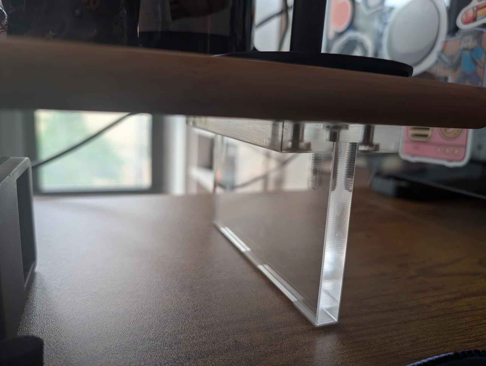 Bamboo Monitor Stand Riser, Natural Desk Shelf with Acrylic Legs customer photo 2