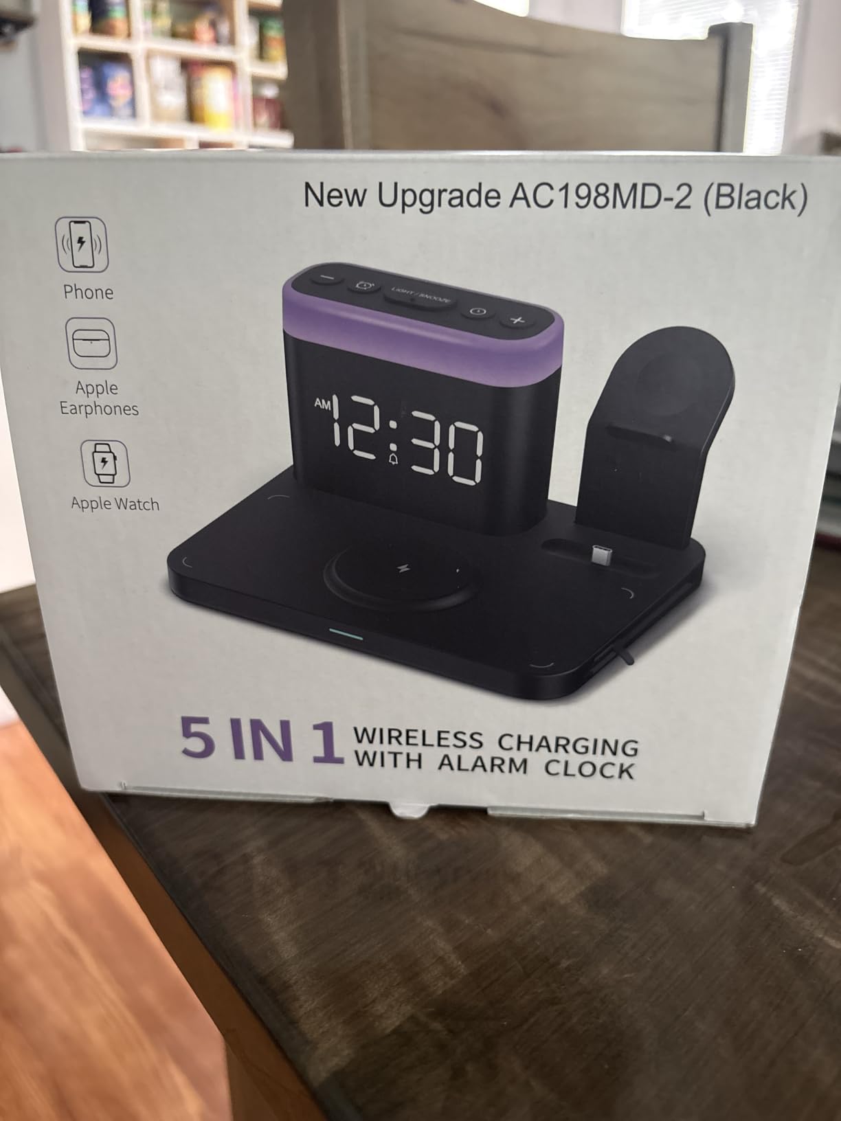 ANJANK Wireless Charging Station,5 in 1 Multiple Charger Stand with Alarm Clock,7 Night Light,Magnetic Charging Dock for iPhone 17 16 15 14 13 12 Pro Max Plus,Apple Watch 11/10/9/8,for Airpods,Bedroom customer photo 1