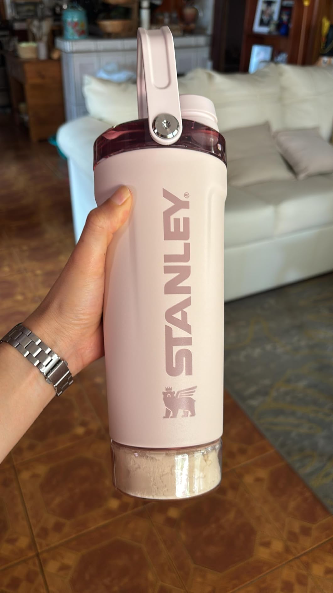 STANLEY Vitalize Shaker Bottle, 20 oz, Sage Grey | Leakproof Shaker Bottle | Fast-Flow Spout | Removable Strainer | Easy-Grip Handle | Base Container | Double-Wall Insulation customer photo 1