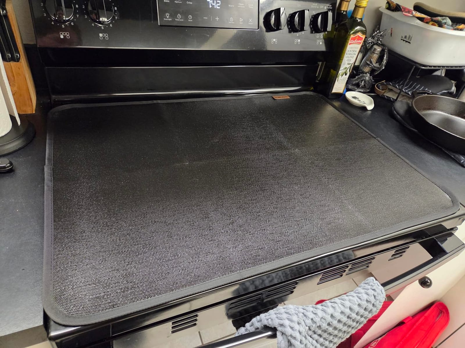 Fireproof Stove Top Covers for Electric Stove, Waterproof & Heat Resistant Mat for Glass Top, Stovetop Protector, Anti-Scratch, 30x21 Black customer photo 1