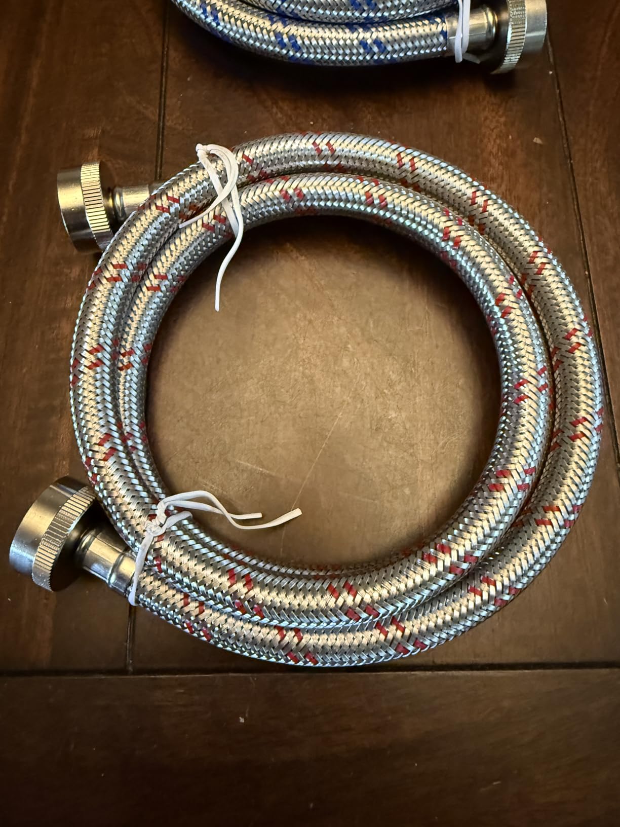 4 Ft Washing Machine Hoses, 2 Packs Premium Stainless Steel Washer Hoses Burst Proof, Hot and Cold Striped Water Supply Hoses with 3/4'' Standard Interface fit for ALL Washer customer photo 1