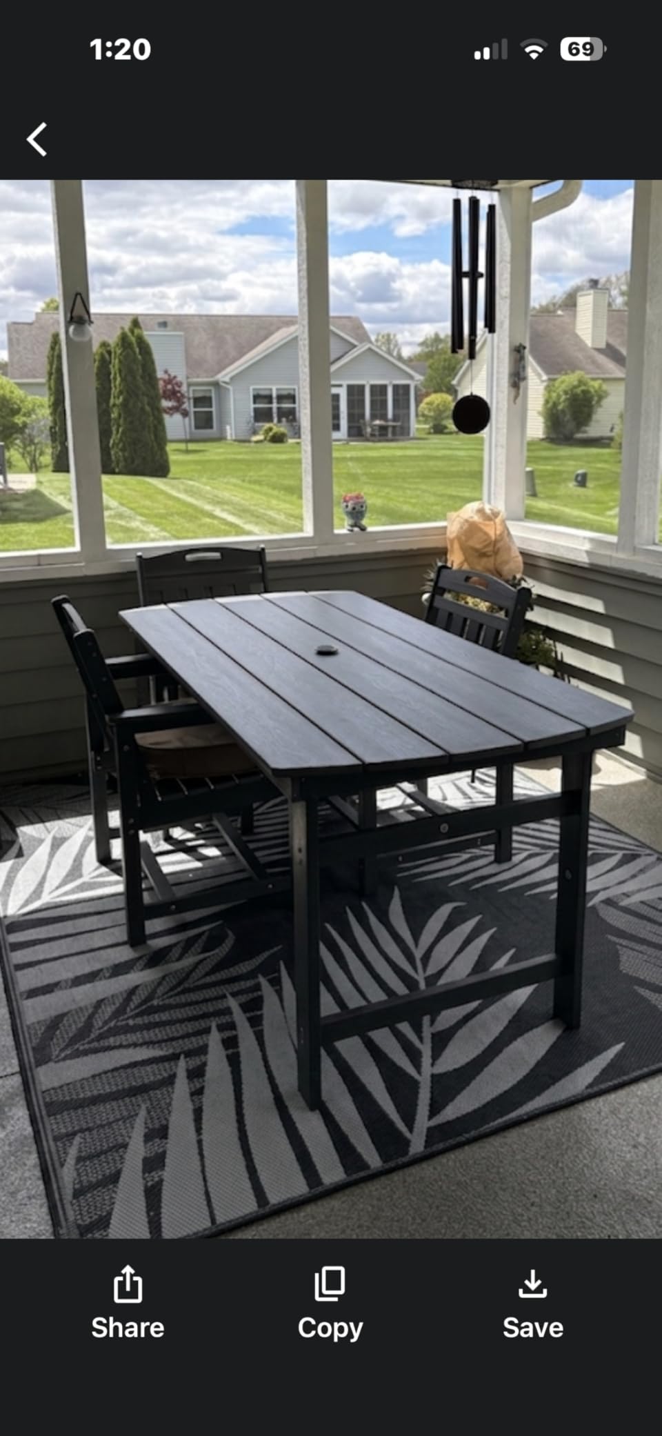 HDPE Outdoor Patio Dining Set with Table & 6 Chairs, All-Weather 7-Piece Outdoor Table and Chairs, 2