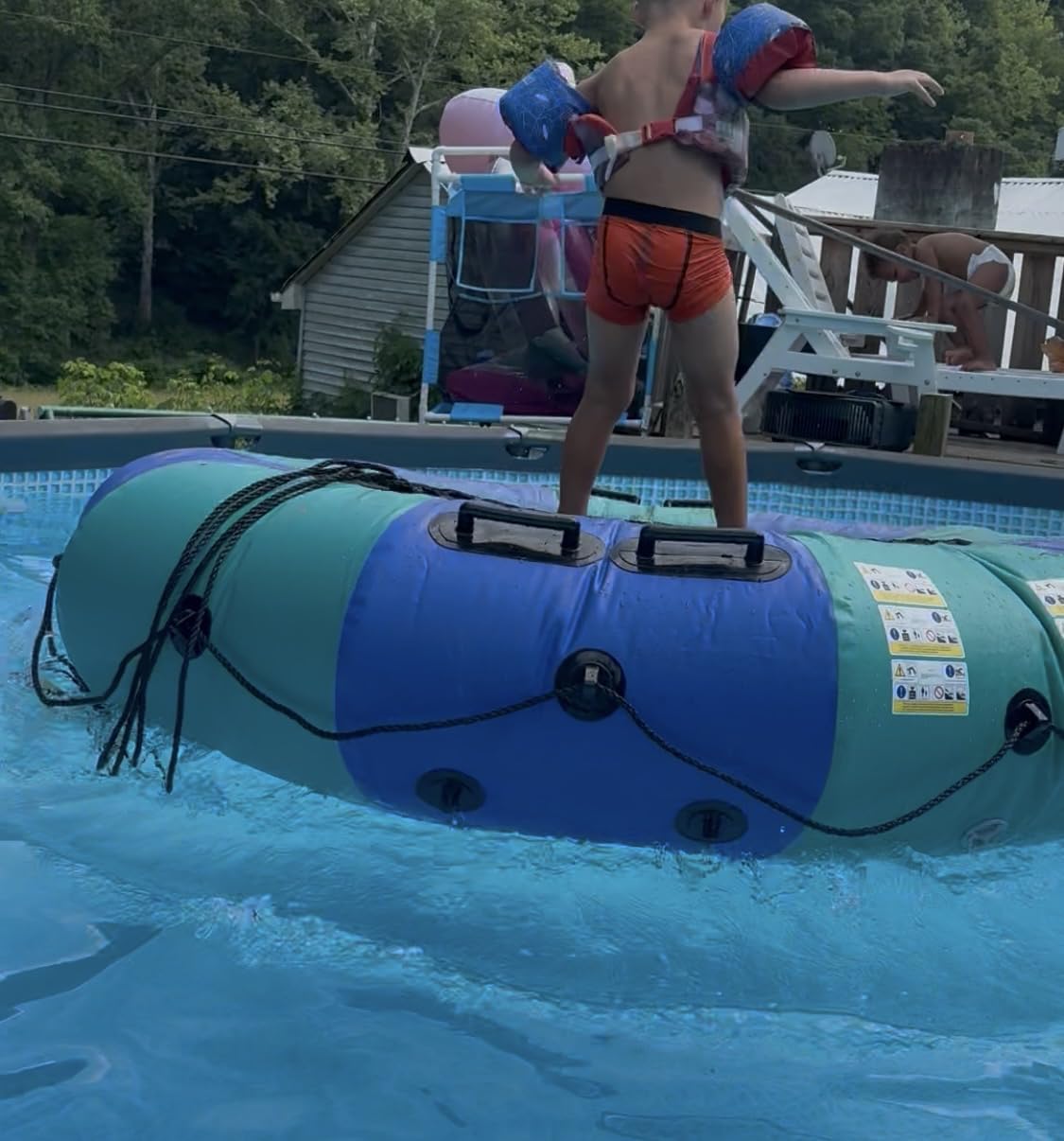 6FT/10FT12FT/15FT Inflatable Water Trampoline, Recreational Water Bouncer, Adults Youth Floating Rebounder with 4-Step Ladder, Portable Bounce Swim Platform for Pool, Lake, Water Sports customer photo 1