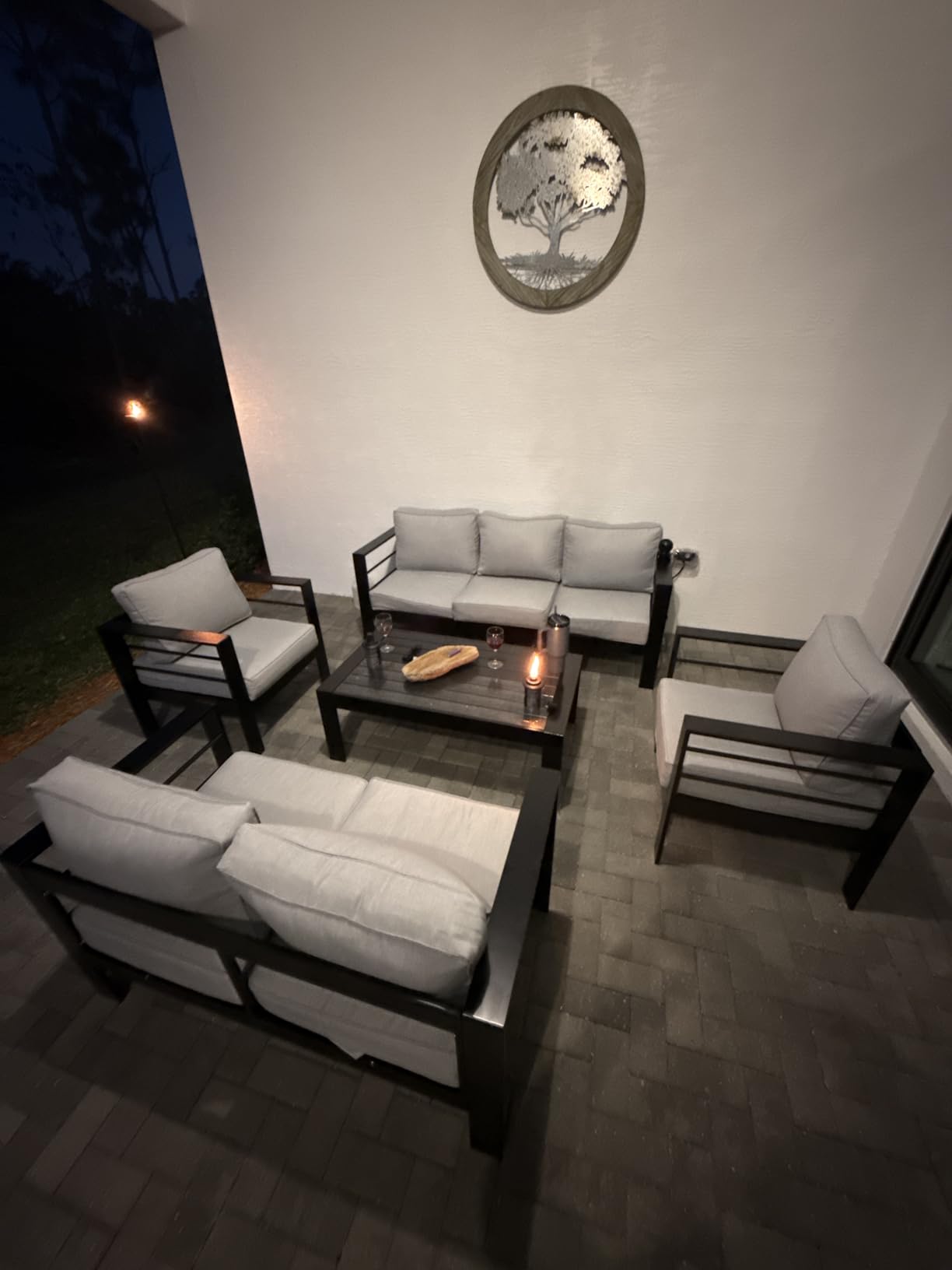 Aluminum Patio Furniture Set, All Weather Patio Sofa with 10