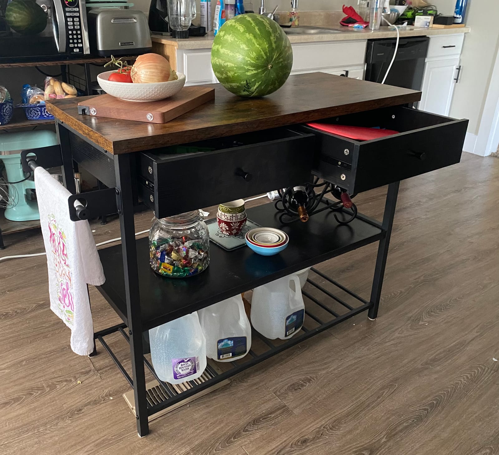 VASAGLE Mobile Kitchen Island with 2 Doors, 2 Drawers customer photo 1