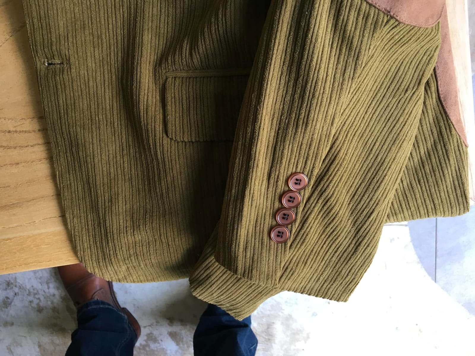 ONAXTDA Men's Elbow Patch Corduroy Blazer Spring Fall Casual Jacket Coats customer photo 2