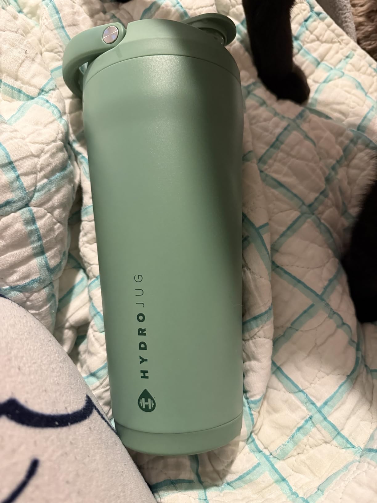 HydroJug Insulated Protein Shaker Bottle 24 oz, Silent Mixing, Black | Leak-resistant, triple wall insulated, flip-top cap, antimicrobial Tritan lid, bucket handle, cup holder fit, dishwasher safe customer photo 2
