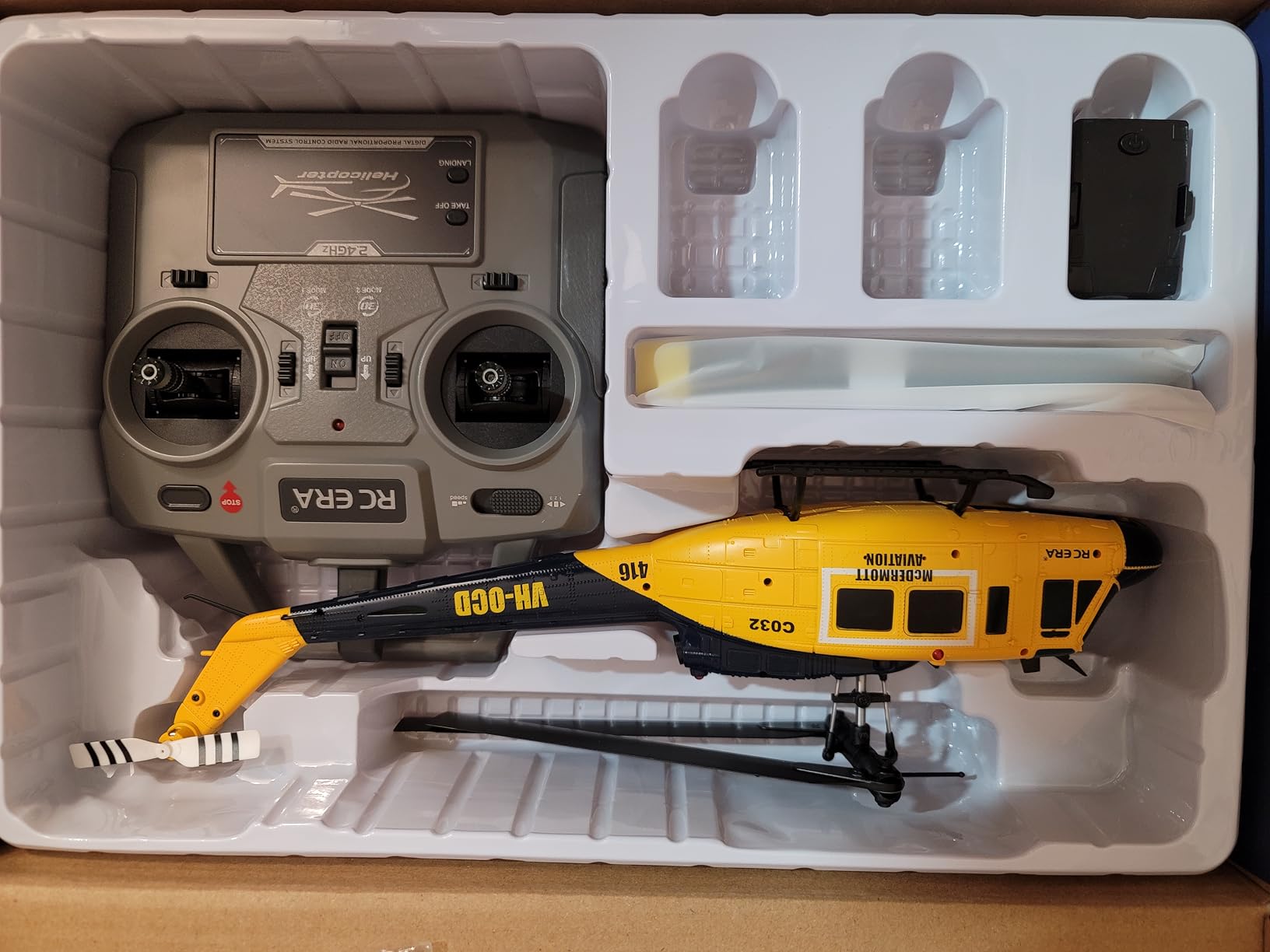 RC ERA C032 UH-1 Huey Helicopter - Remote Control Helicopters for Adult, 1/48 Sacle 2.4G 6CH Gyro Stabilized Aircraft with Altitude Hold & Optical Flow,3D Stunt Drone (Yellow) customer photo 2