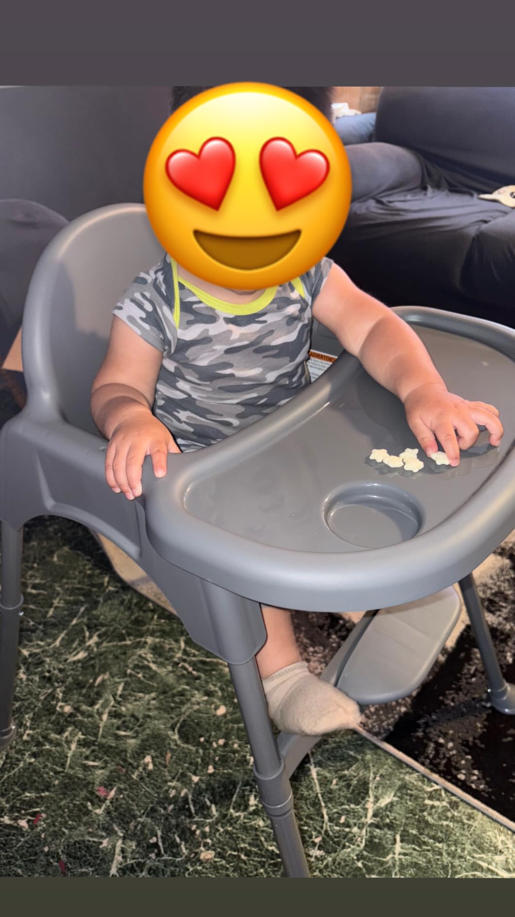 Cosco Kids Canteen High Chair Lightweight Portable Baby Feeding Chair with Adjustable Tray, Easy to Clean, Kitchen or Dining Use, Toddlers Up to 33 lbs, Mono Grey customer photo 2