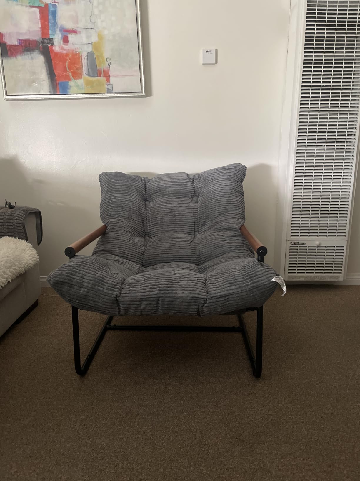 MAXYOYO Modern Accent Chair, Comfy Living Room Chair with Metal Frame | Accent Chair Upholstered Armchair with Soft Cushion for Bedroom Balcony Lounge Reading Room, Black customer photo 1