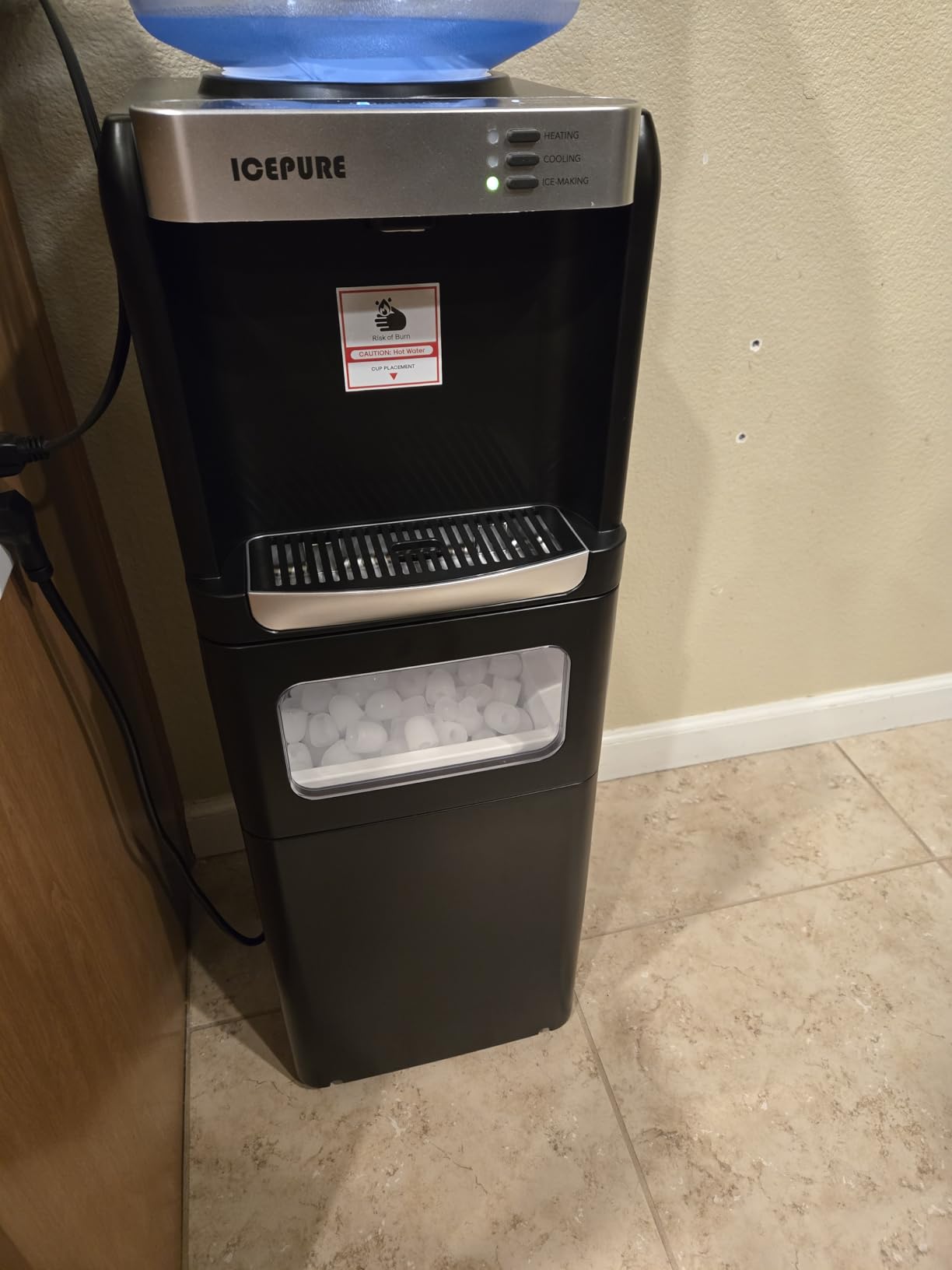 ICEPURE 3-in-1 Water Cooler with Ice Maker, Water Dispenser and Ice Machine | For 5 Gallon Bottle Top Loading, Hot and Cold Water Cooler Built-in Ice Maker with Child Lock, for Home and Office, 33lbs/24H customer photo 2