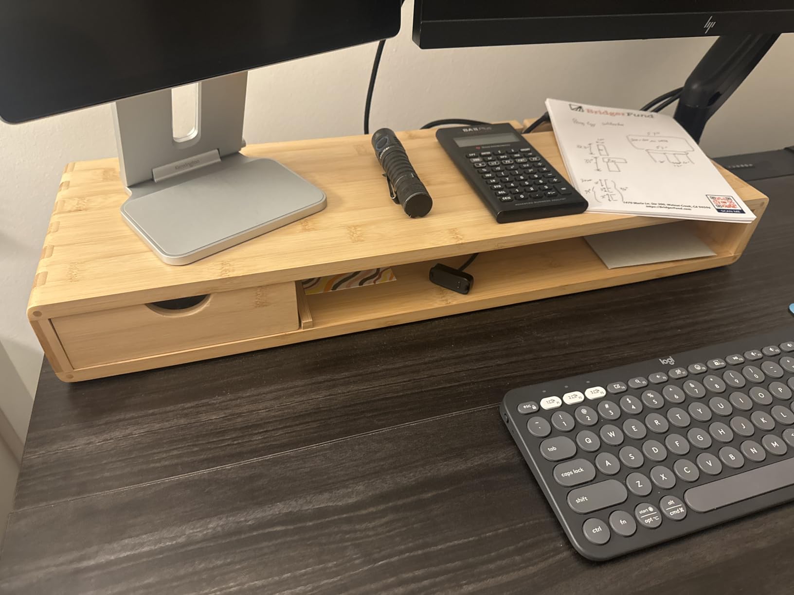 Bamboo Monitor Stand Riser with Drawer customer photo 1