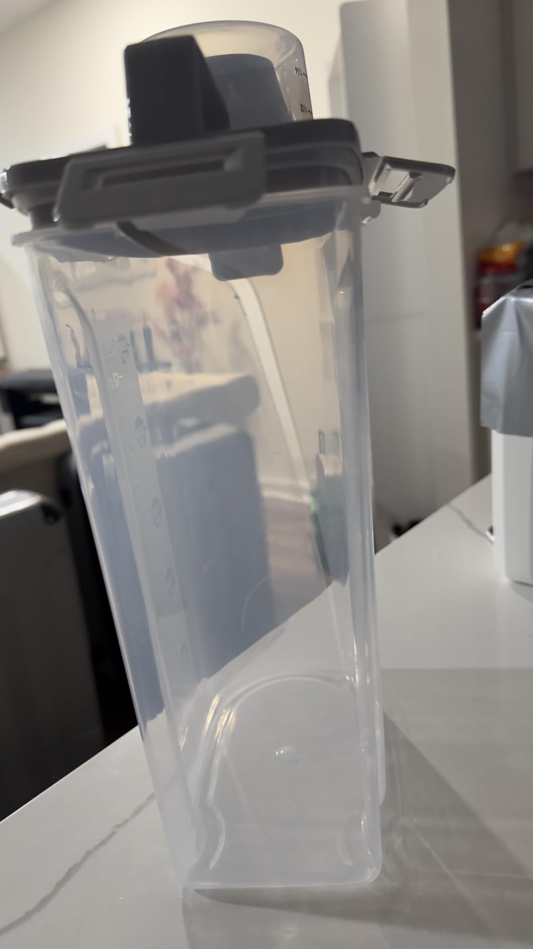 TBMax Airtight Rice Container 10 Lbs, Cereal Dispenser, Pet Cat Dog Food Storage Container, Plastic Kitchen Pantry Food Storage Holder with Cup -Dark Grey customer photo 1