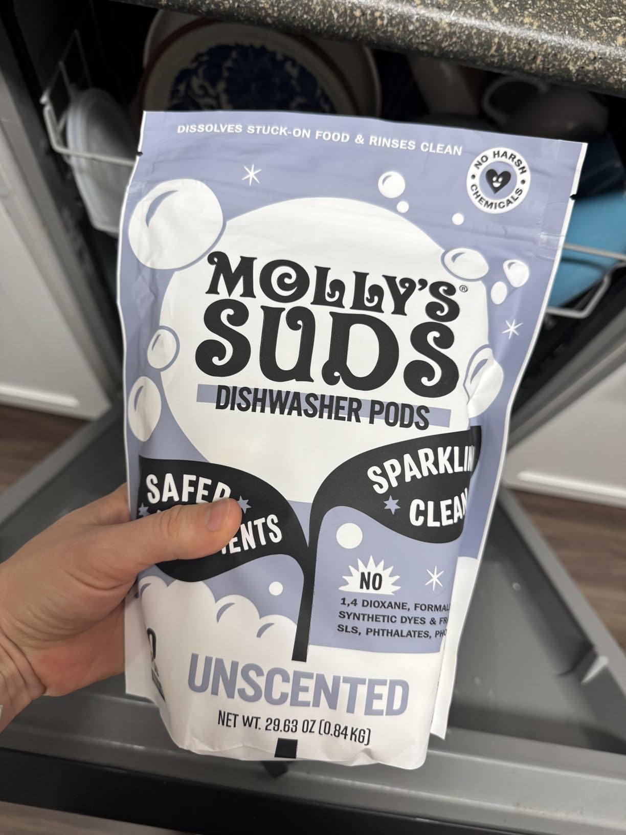Molly's Suds Dishwasher Powder | Clean Dishwasher Detergent, Cuts Grease & Rinses Clean (Residue-Free) for Sparkling Dishes | 60 Loads (Unscented) customer photo 1