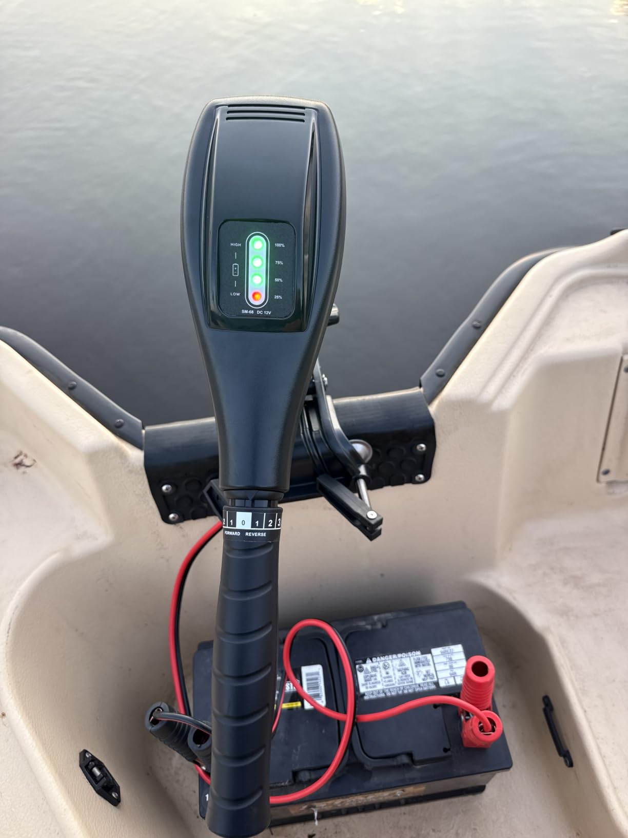 68LB Thrust Trolling Motor 8 Speed Electric Outboard Motor Boat Kayak Motor with 6'' Adjustable Handle 30'' Shaft Length & LED Indicator Transom Mounted for Kayak, Fishing Boat customer photo 2