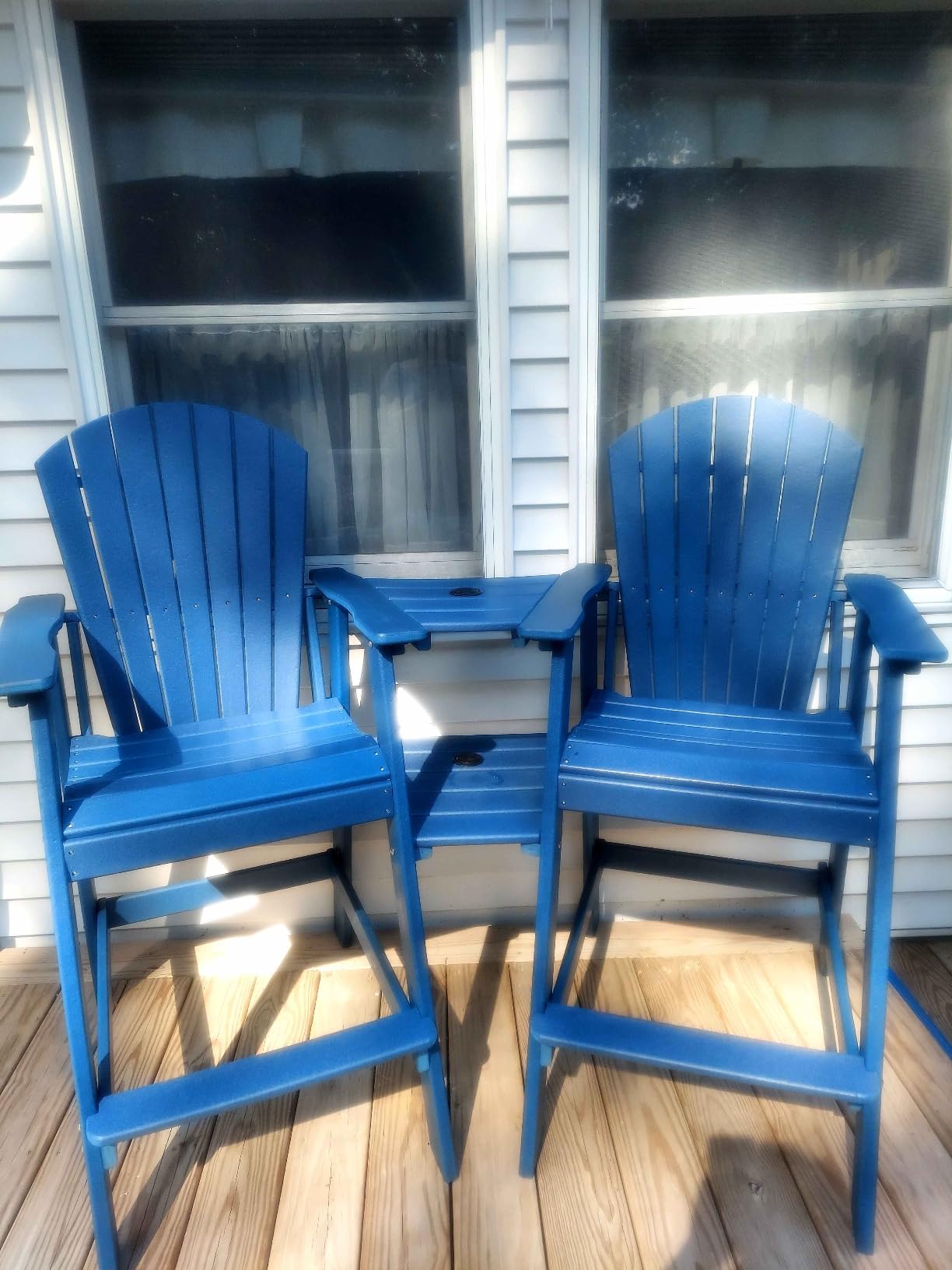 Sundale Outdoor Tall Adirondack Chairs Set of 2 with Table, Patio HDPE Bar customer photo 1