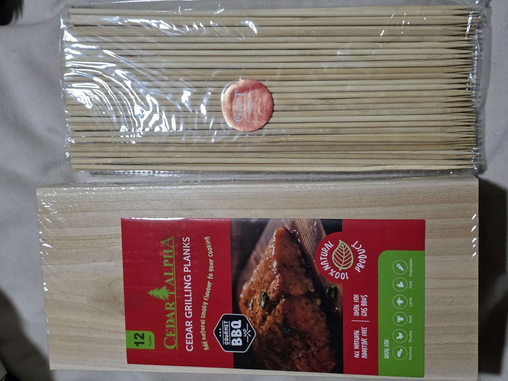 CEDAR ALPHA 12 Pk Canada Cedar Planks for Grilling Salmon, Meat Fish and Veggies. Adding Extra Smoke and Flavor, Soaking Fast, Cedar Grilling Planks for Clearance(11''X5.7'', Natural Cedar Wood) customer photo 2