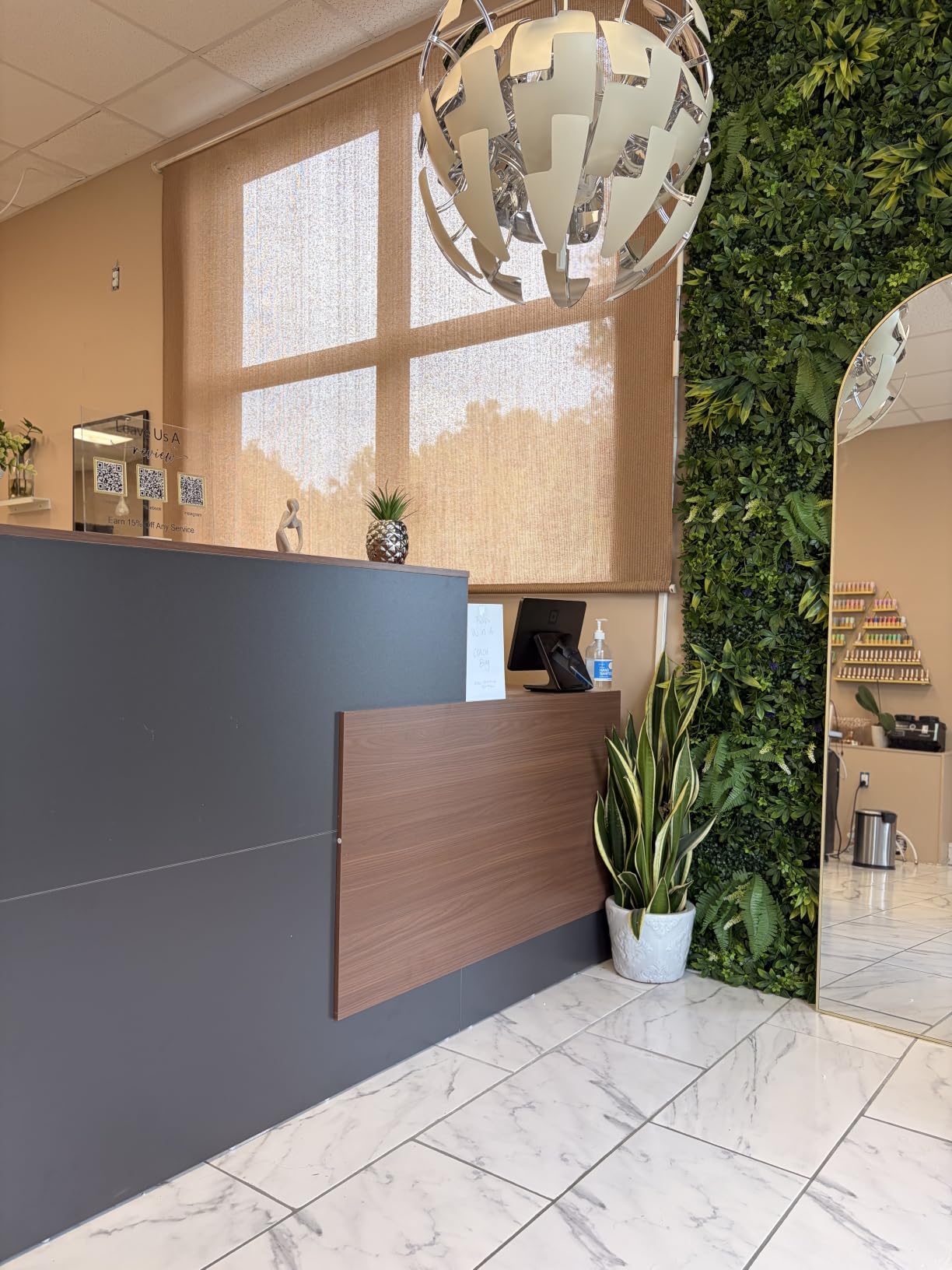L-Shaped Modern Large Wooden Commercial Reception Desk with Counter & Shelves, Front Reception Desk Counter Table with Drawers for Offices,Home (Brown + Black, Right- 71''L x 42''W x 41''H) customer photo 1