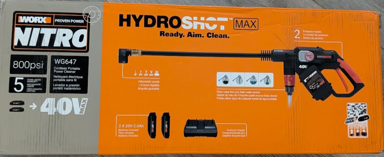 WORX Cordless Pressure Washer, 40V 800 PSI Power Washer, WG647 customer photo 1