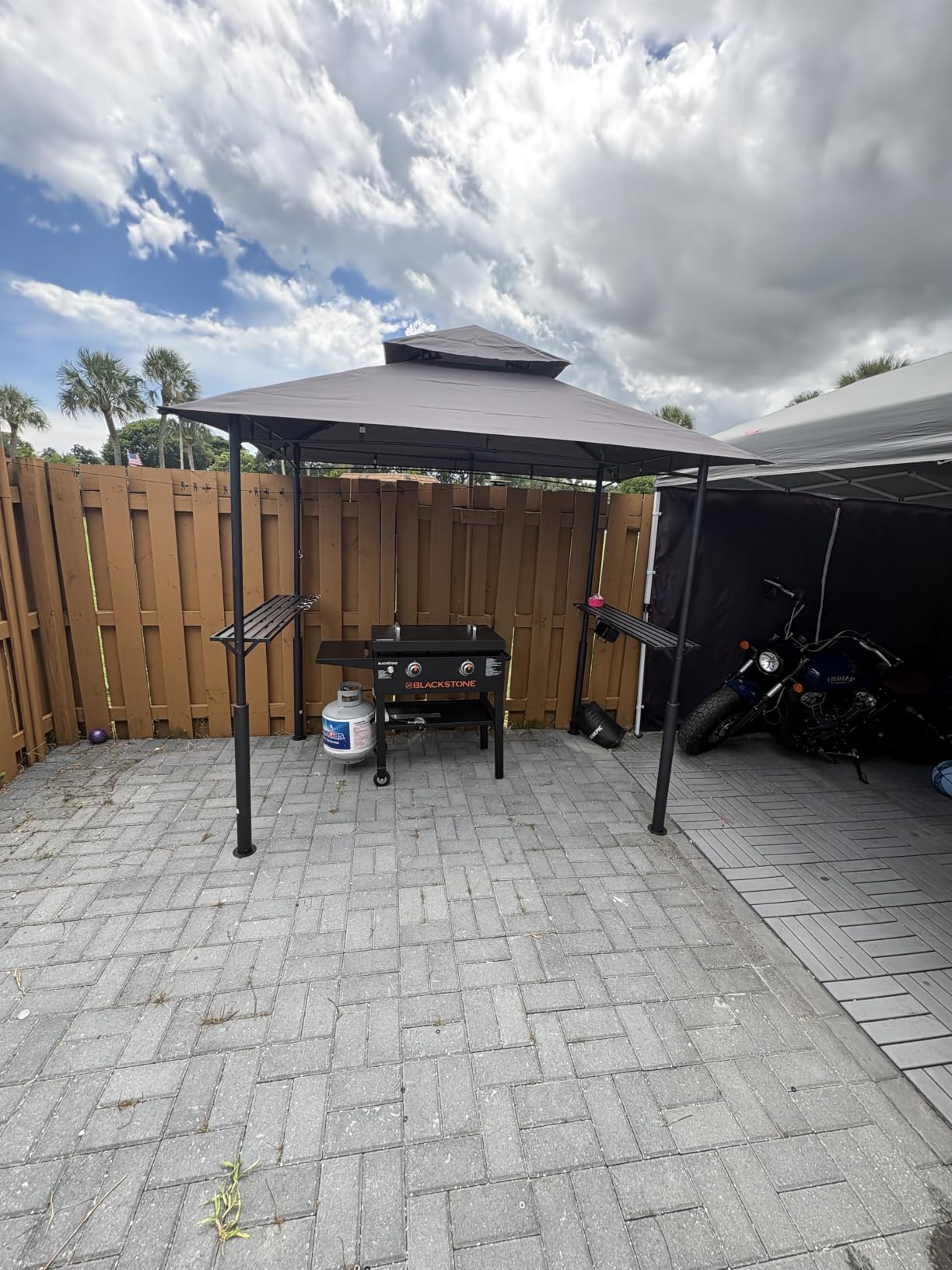 VEVOR Grill Gazebo, 8 x 5 ft Outdoor BBQ Gazebo with Double-Tiered Roof, Powder-Coated Steel Patio Grill Shelter with 2 Side Shelves & 8 Hooks, Grilling Canopy for Patio Backyard Garden Picnic customer photo 1