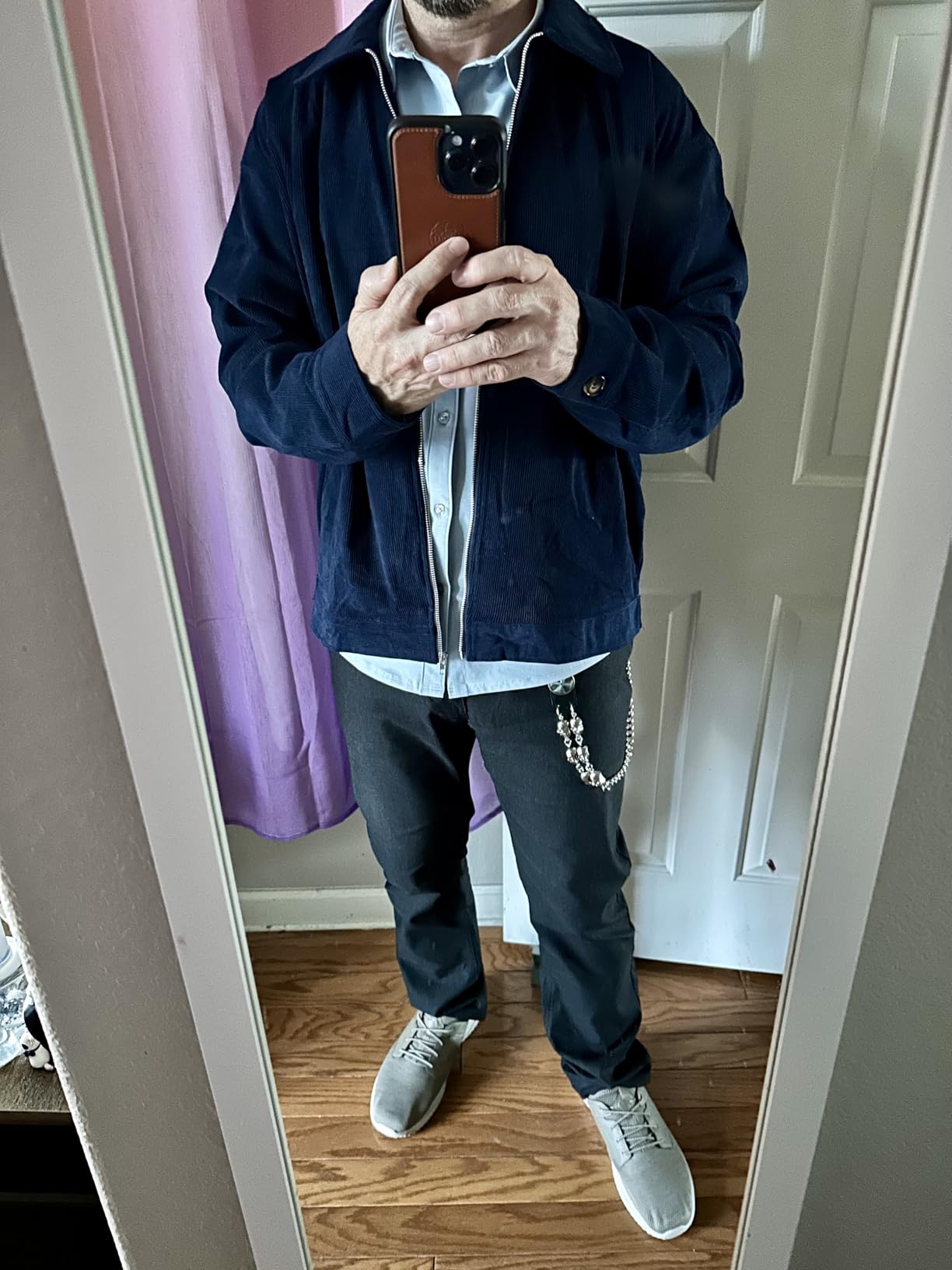 Comdecevis Men's Corduroy Bomber Collared Jacket, Full Zip Up customer photo 1