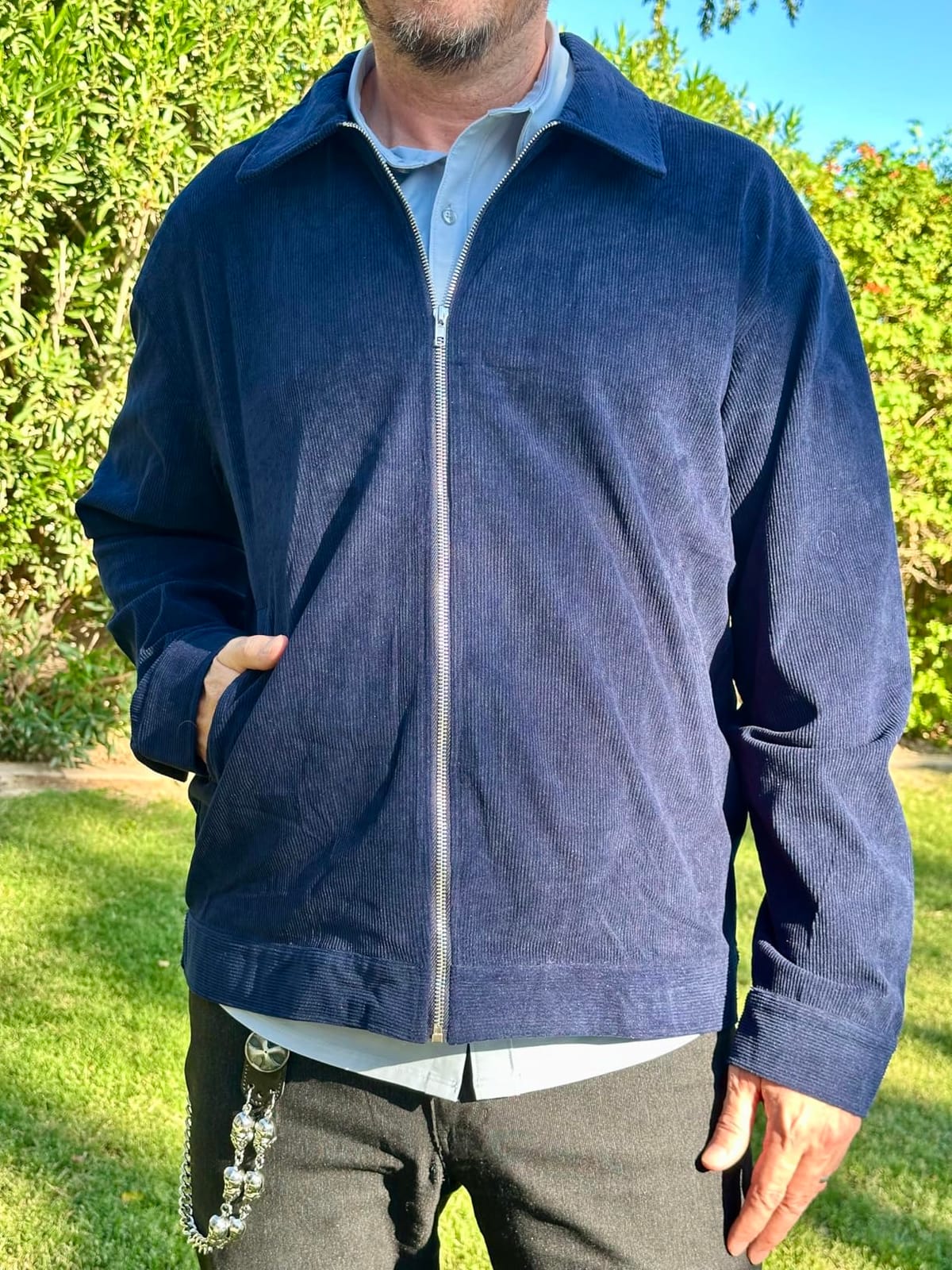 Comdecevis Men's Corduroy Bomber Collared Jacket, Full Zip Up customer photo 2
